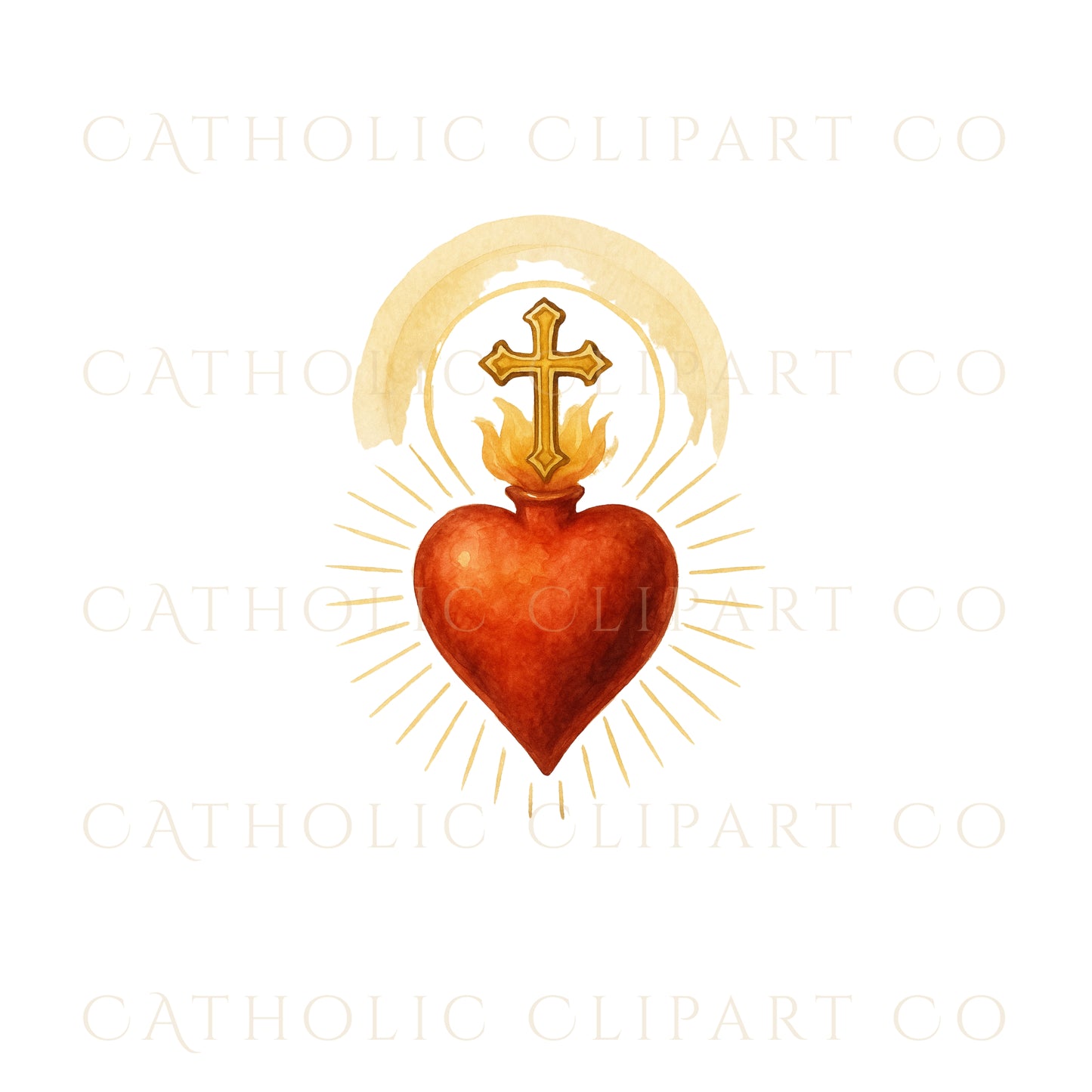 Sacred Heart Clipart Bundle | Catholic Sacred Hearts PNG JPG | Christian Watercolor Clip Art Set | Commercial Use Religious Clipart