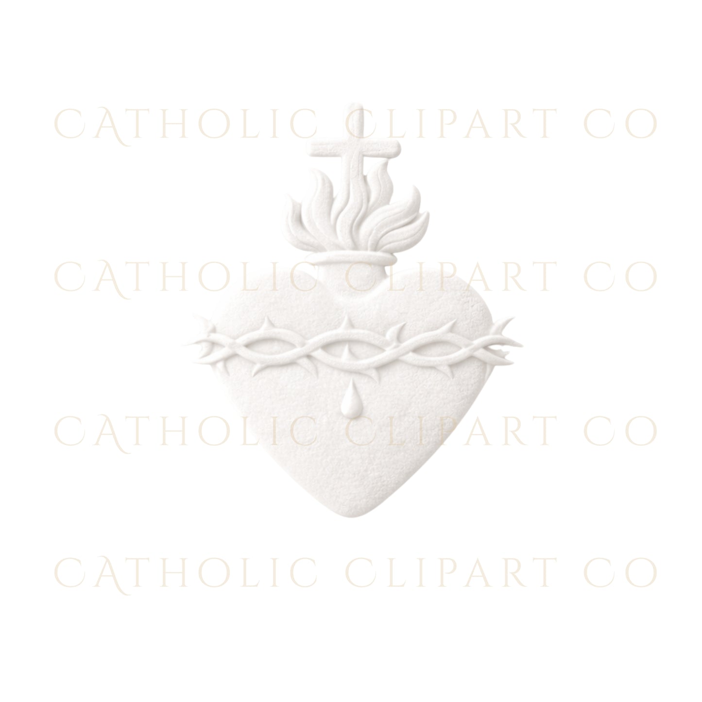 Sacred Heart Embossed Clipart PNG | Catholic Wedding Emblem Set | IHS Marian M Cross Crest Commercial Use