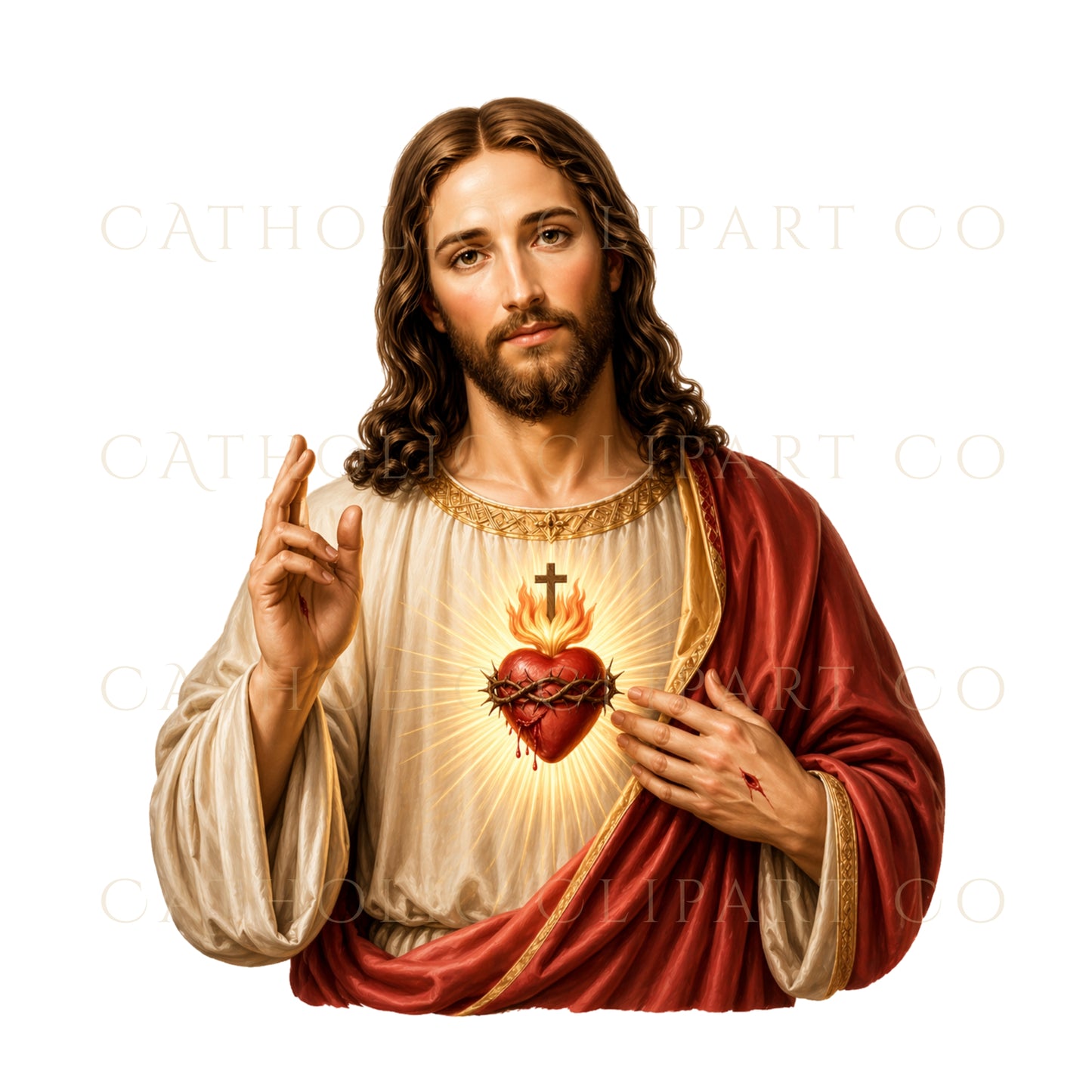 Immaculate Heart of Jesus Mary Joseph PNG, Sacred Heart Catholic Set, Holy Family Devotional Images, Christian Religious Clipart