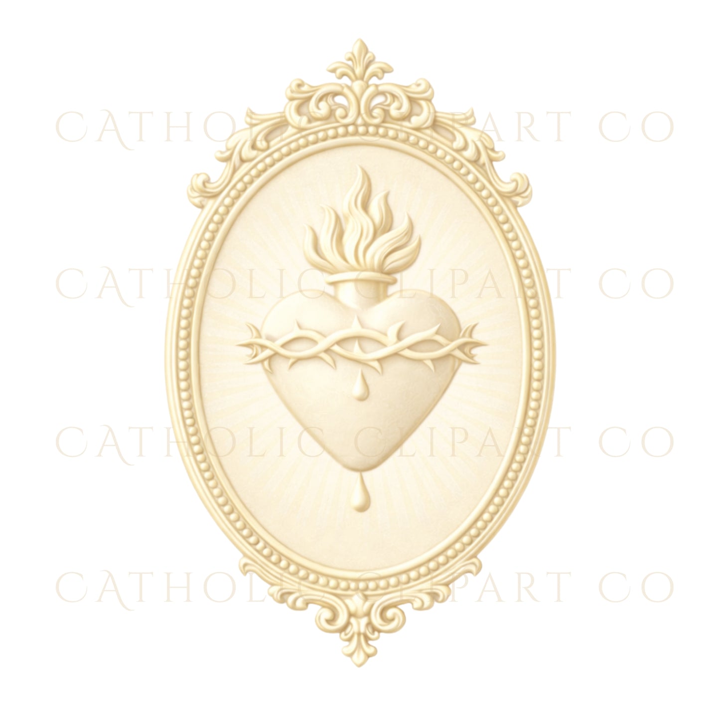 Sacred Heart Clipart PNG | Catholic Crest & Wax Seal Set | Gold Wedding Church Branding Commercial Use