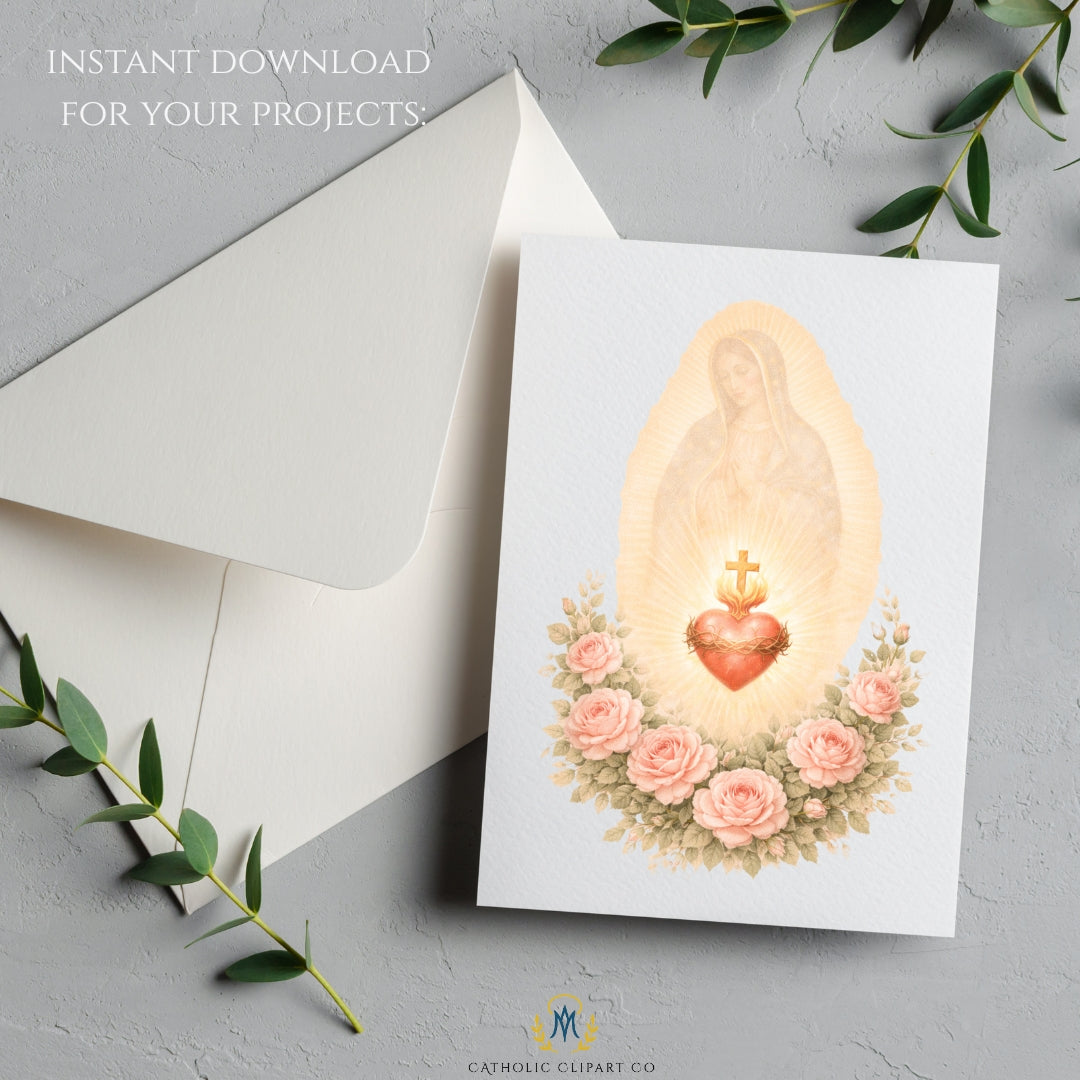 Catholic devotional clipart of Our Lady of Guadalupe – Clipart católico devocional de la Virgen de Guadalupe