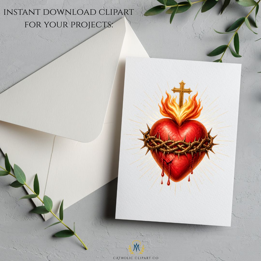 Immaculate Heart of Mary clipart with roses and soft blue tones, Catholic PNG
