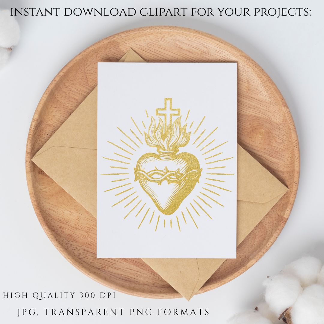 Most Chaste Heart of St Joseph gold clipart – Castísimo Corazón de San José clipart dorado