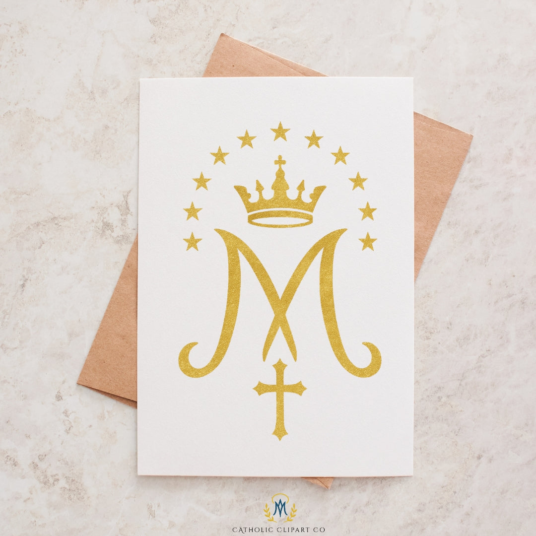 Auspice Maria symbol clipart collection for Catholic designs