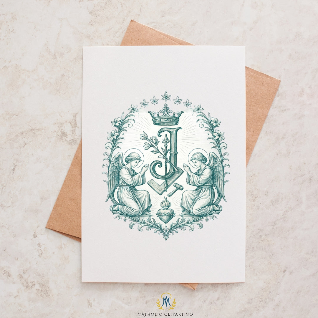 Vintage Catholic crest clipart for church logos, prayer cards and religious designs 