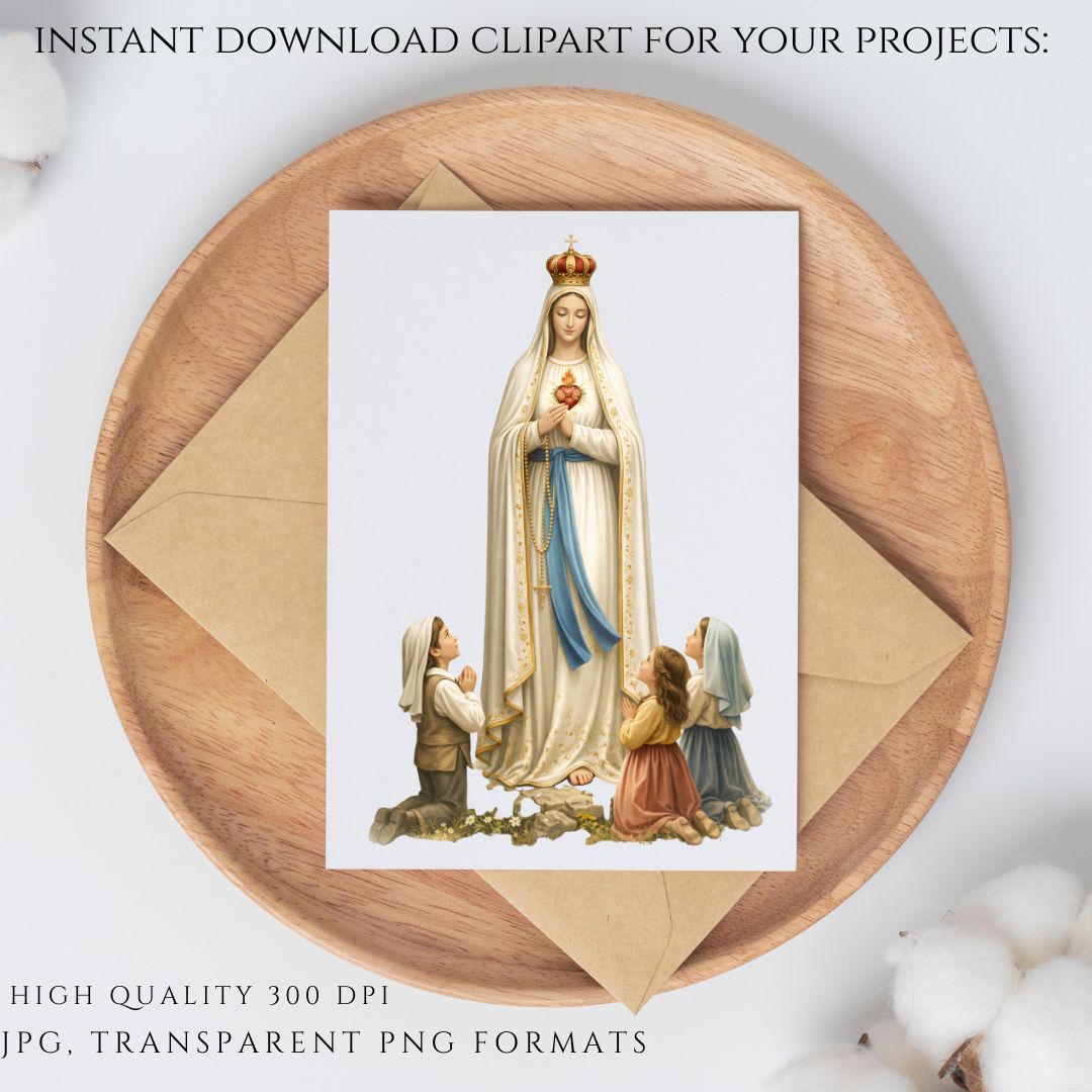 Marian Apparitions Clipart PNG | Our Lady of Guadalupe, Fatima, Lourdes | Catholic Virgin Mary Bundle, Immaculate Heart, Religious Clipart