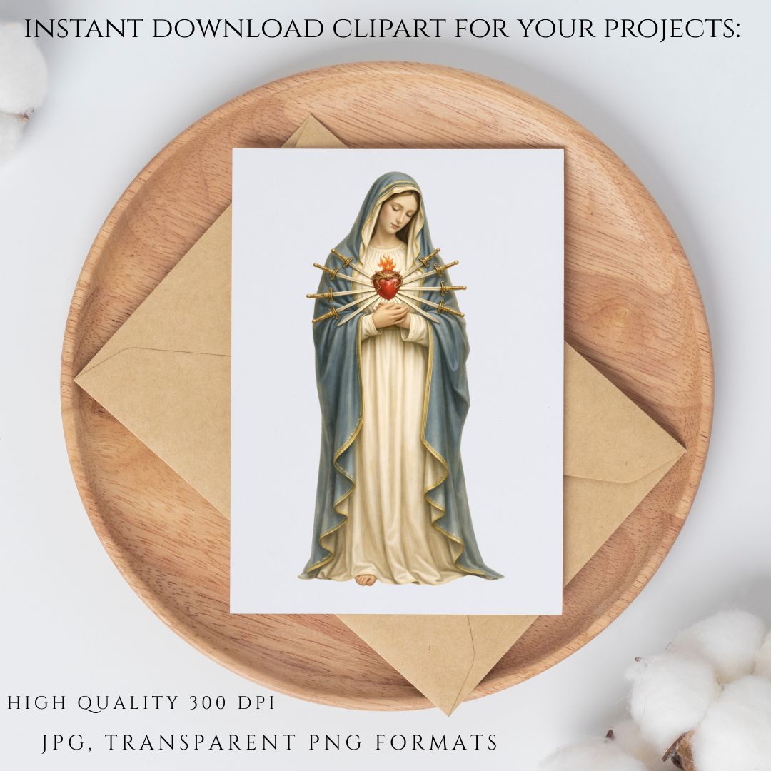 Marian Apparitions Clipart PNG | Our Lady of Guadalupe, Fatima, Lourdes | Catholic Virgin Mary Bundle, Immaculate Heart, Religious Clipart