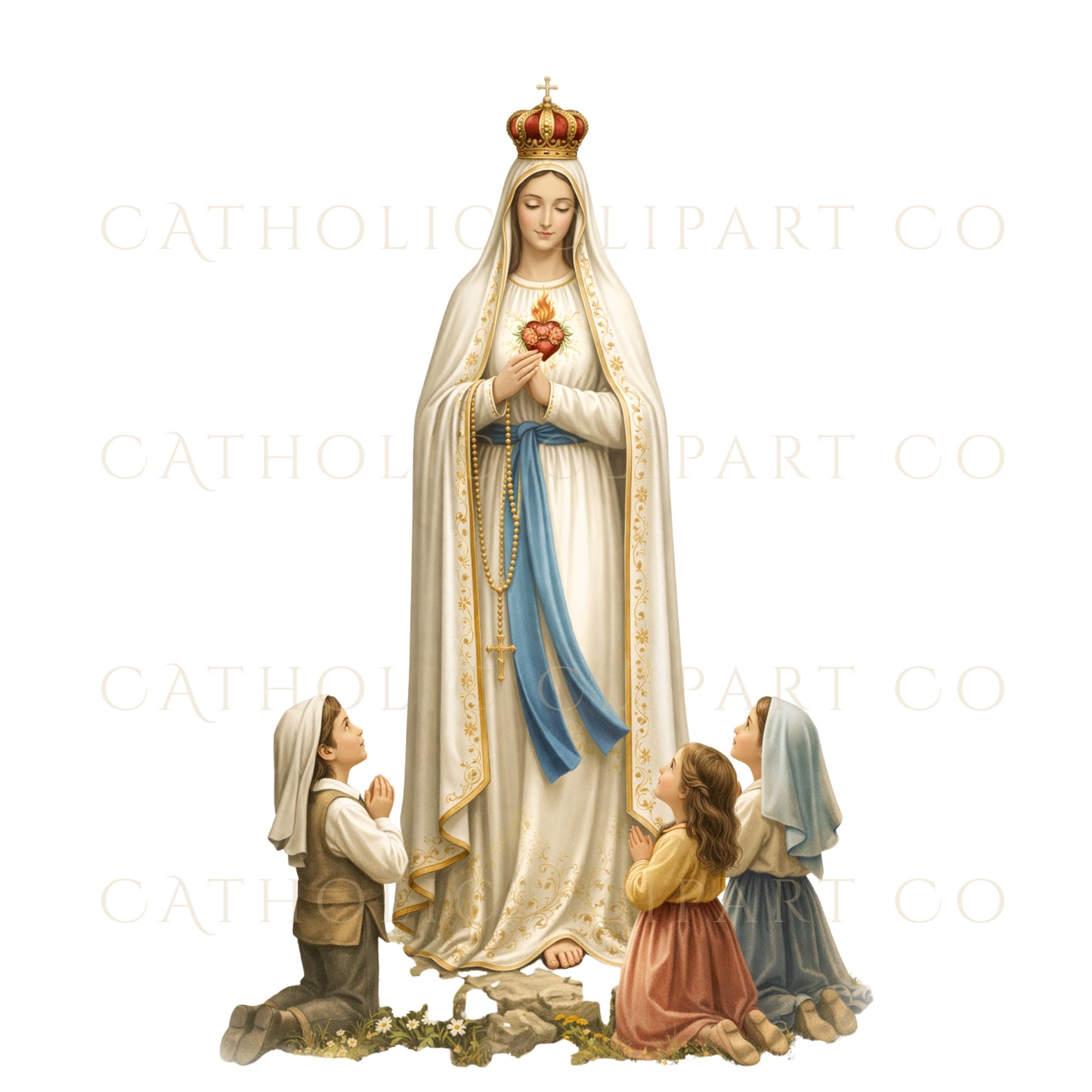 Marian Apparitions Clipart PNG | Our Lady of Guadalupe, Fatima, Lourdes | Catholic Virgin Mary Bundle, Immaculate Heart, Religious Clipart