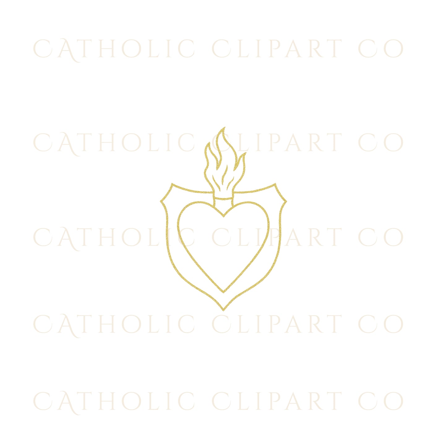Gold Sacred Hearts Clipart Bundle, Sacred Heart of Jesus & Immaculate Heart of Mary, Catholic Gold Foil PNG JPG Set