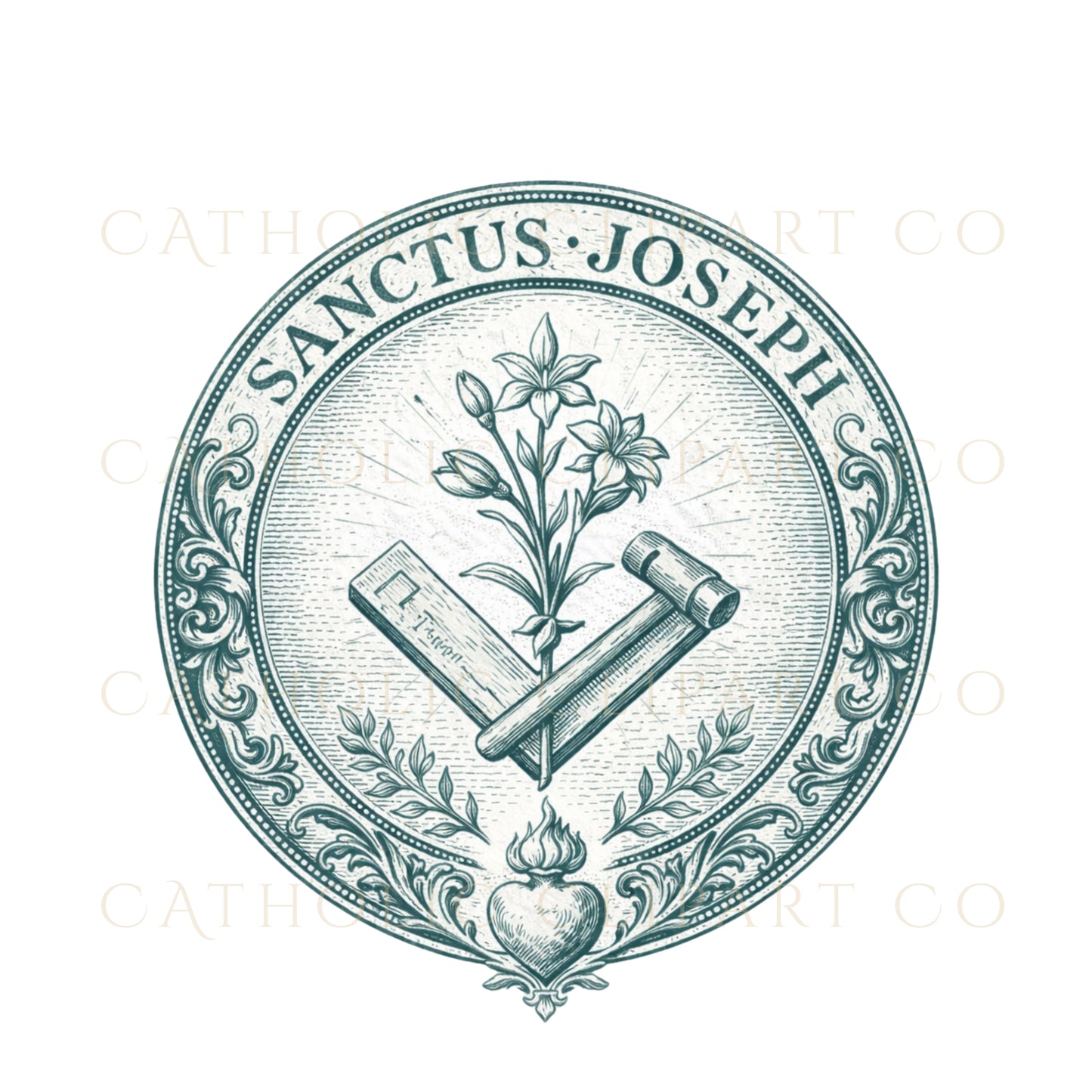 Catholic Clipart Bundle PNG | Sacred Heart IHS Virgin Mary St Joseph Catholic Symbols | Church Crest Graphics for Wedding Invitations