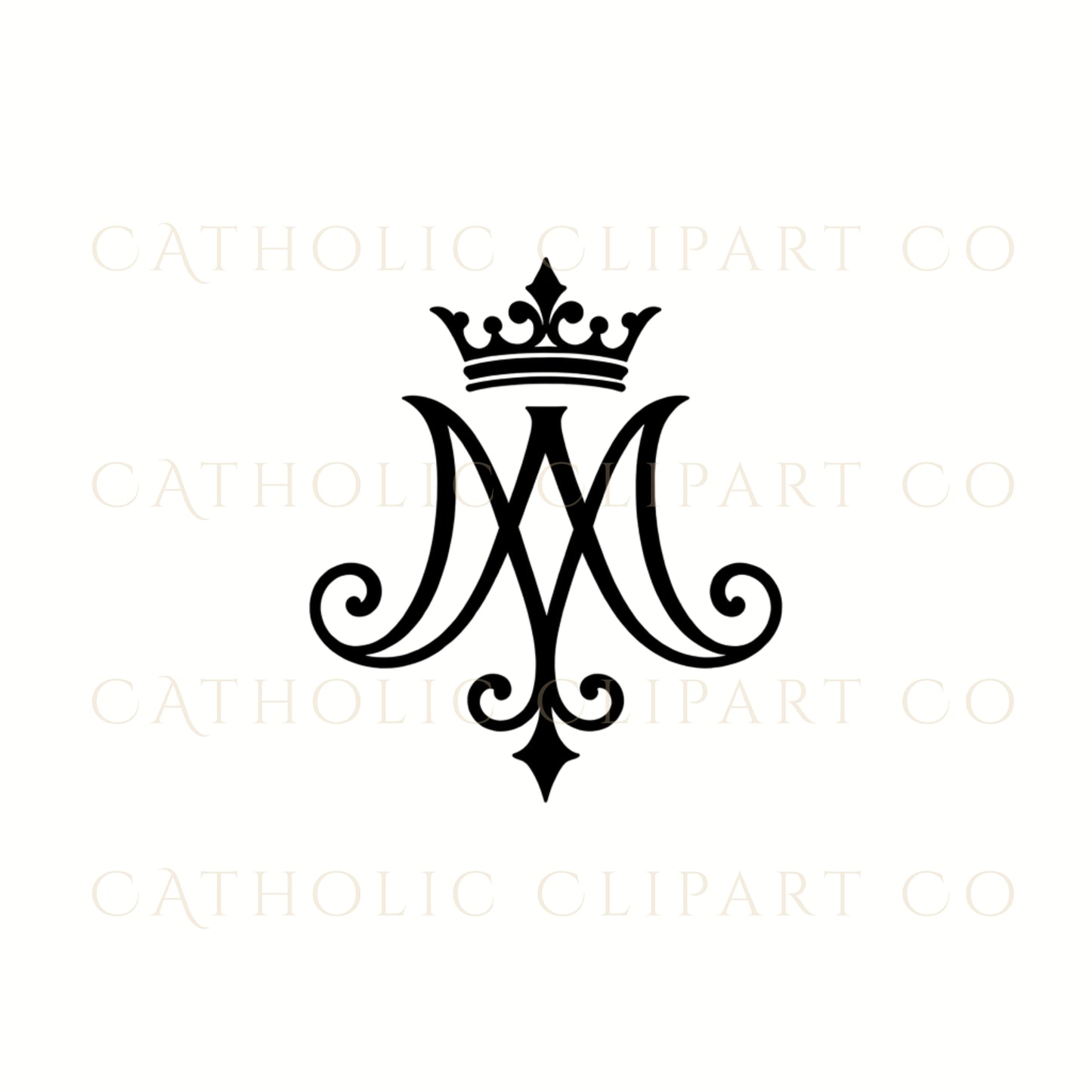 Auspice of Mary Clipart Bundle | Marian Monogram PNG | Catholic Marian Symbol Clipart |Gold & Black Auspice Maria Clipart | Catholic Wedding