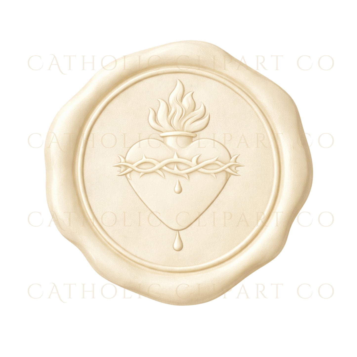 Sacred Heart Clipart PNG | Catholic Crest & Wax Seal Set | Gold Wedding Church Branding Commercial Use