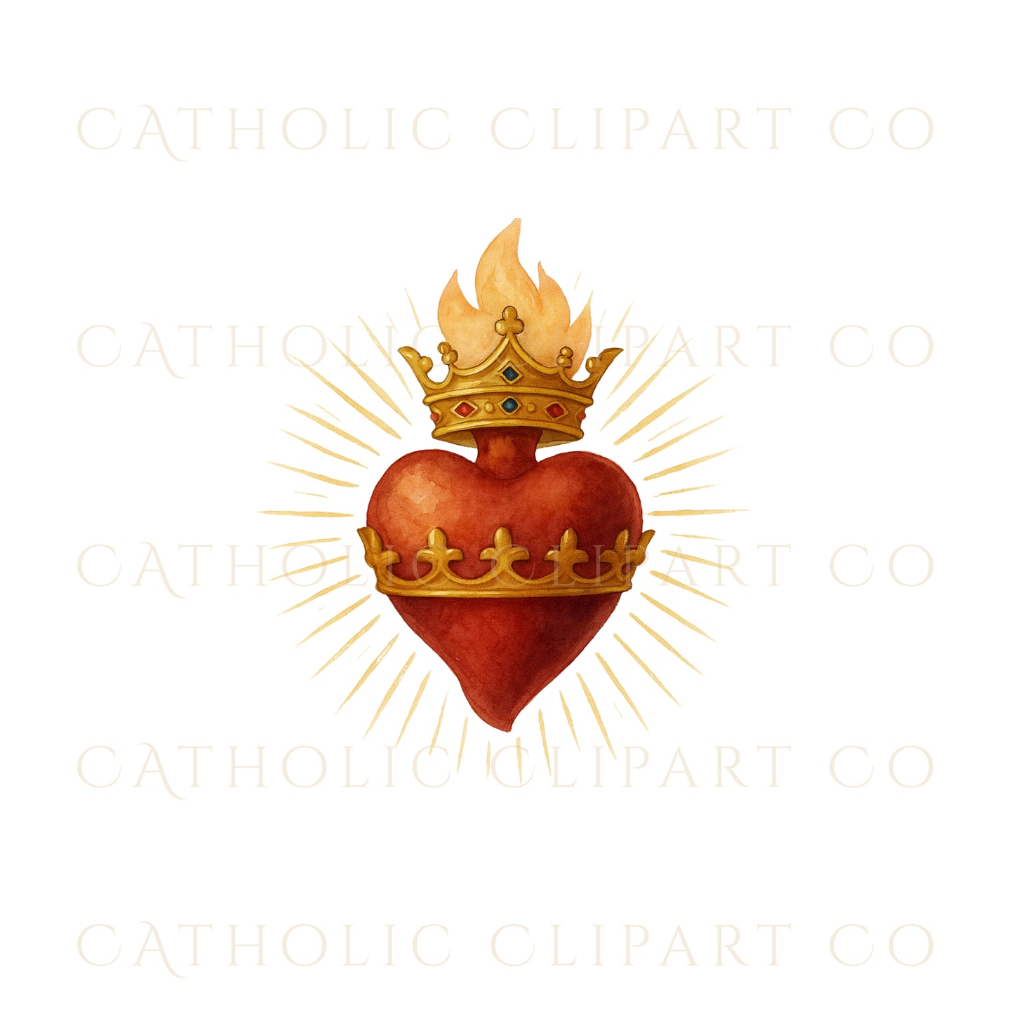 Sacred Heart Clipart Bundle | Catholic Sacred Hearts PNG JPG | Christian Watercolor Clip Art Set | Commercial Use Religious Clipart