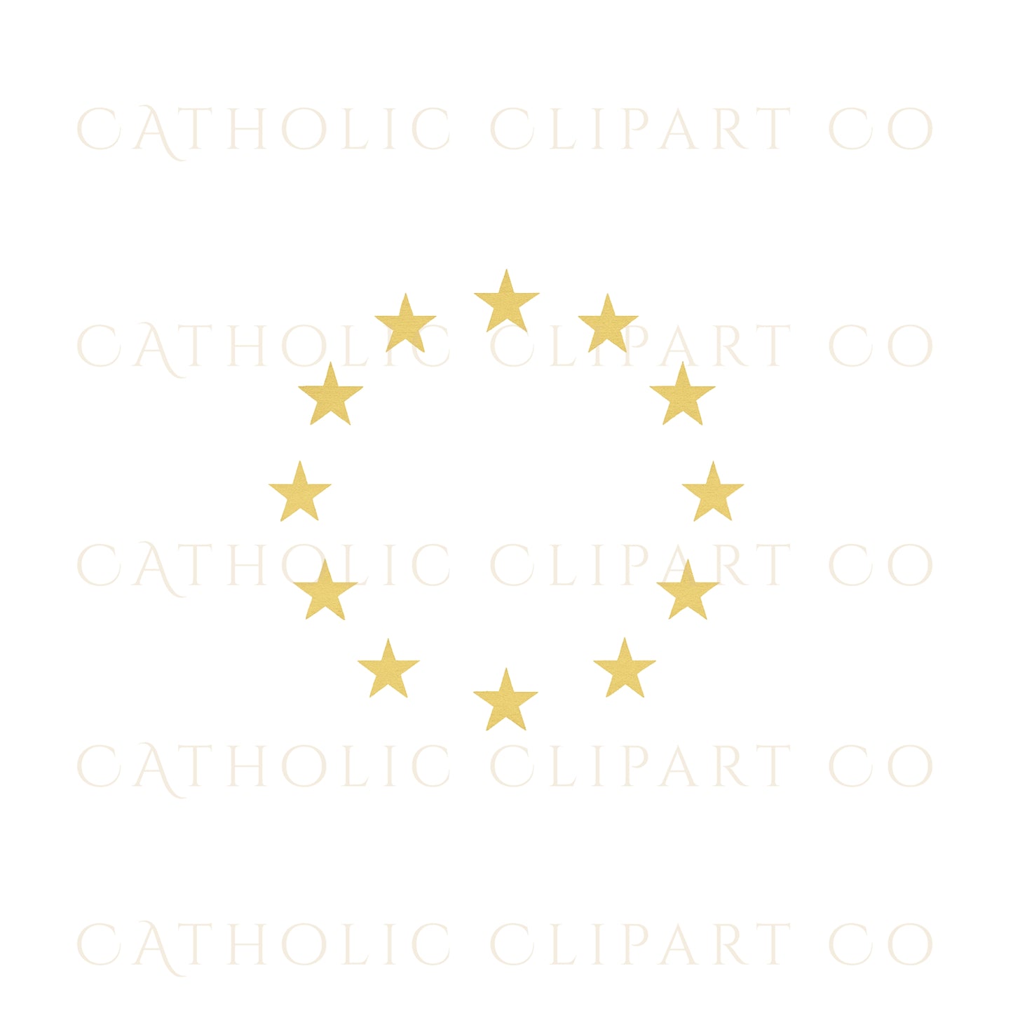 Catholic Marian Clipart PNG Bundle, Blue & Gold Marian Symbols, Virgin Mary Monogram M, Immaculate Heart, 12 Star Halo Set