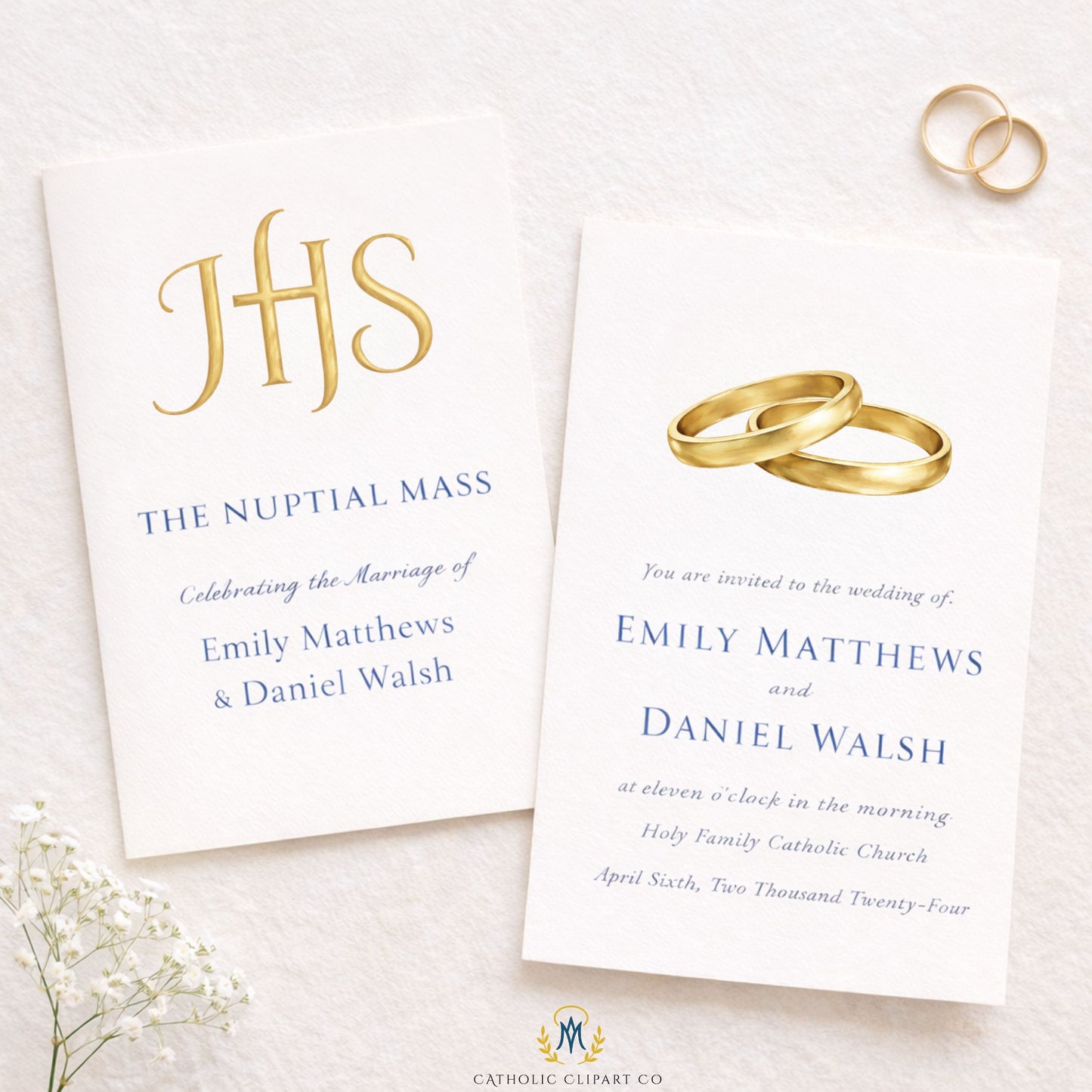 Catholic Watercolor Sacraments Clipart | Baptism First Communion Confirmation Wedding | Gold Religious PNG for Commercial Use