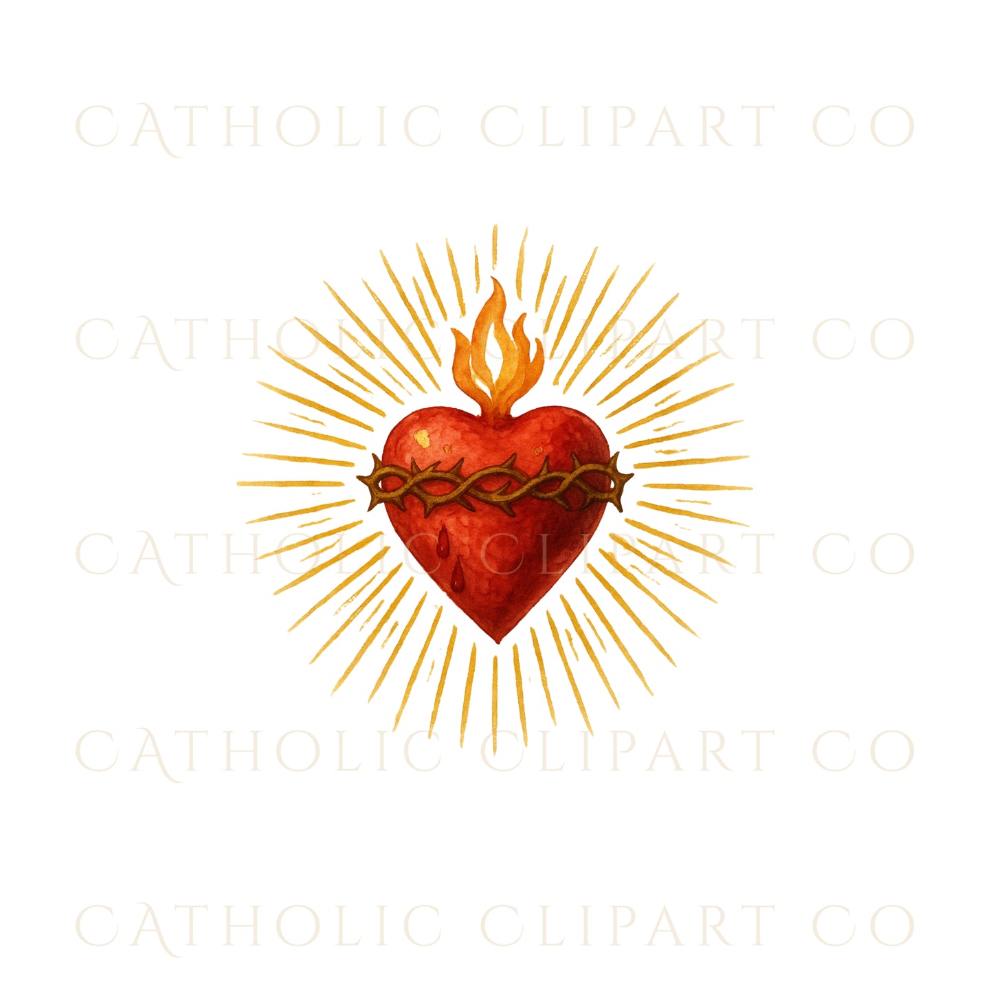 Sacred Heart Clipart Bundle | Catholic Sacred Hearts PNG JPG | Christian Watercolor Clip Art Set | Commercial Use Religious Clipart