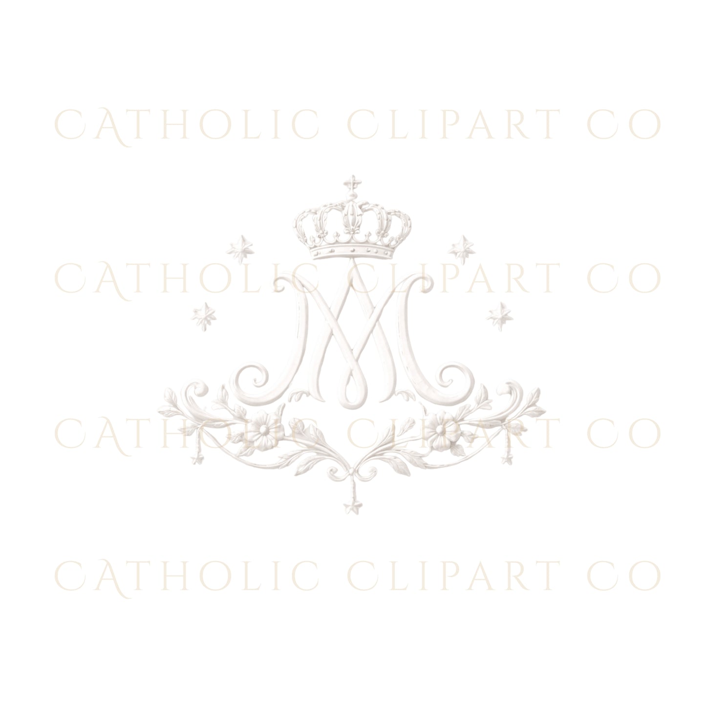 Sacred Heart Embossed Clipart PNG | Catholic Wedding Emblem Set | IHS Marian M Cross Crest Commercial Use