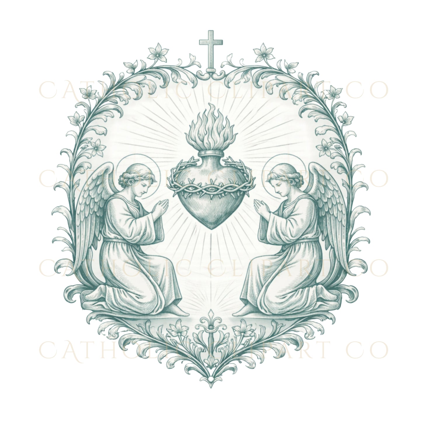 Catholic Clipart Bundle PNG | Sacred Heart IHS Virgin Mary St Joseph Catholic Symbols | Church Crest Graphics for Wedding Invitations