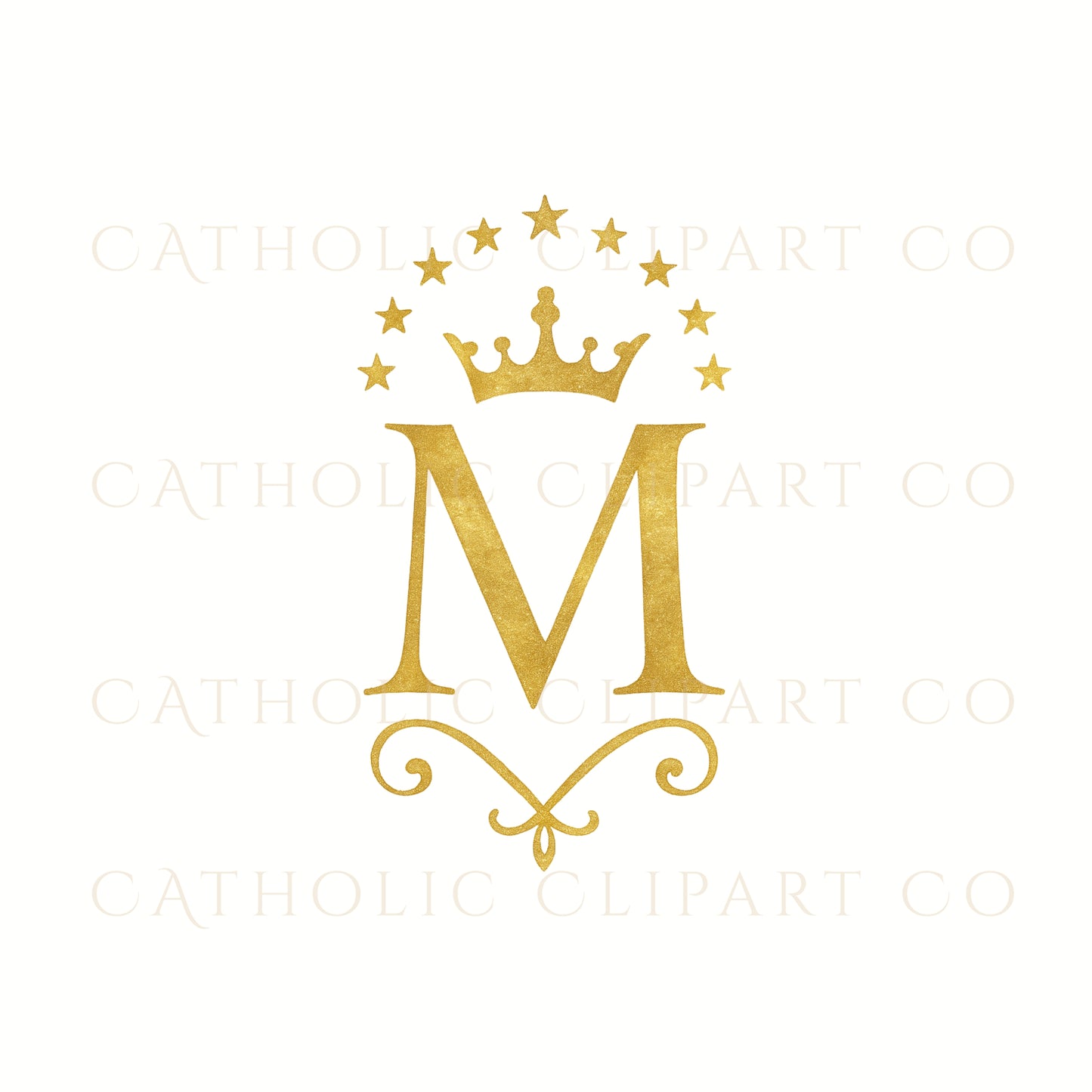 Auspice of Mary Clipart Bundle | Marian Monogram PNG | Catholic Marian Symbol Clipart |Gold & Black Auspice Maria Clipart | Catholic Wedding