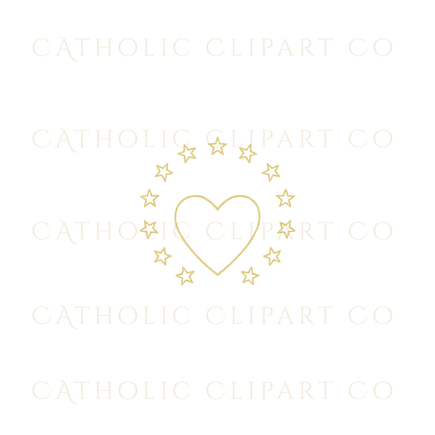 Gold Sacred Hearts Clipart Bundle, Sacred Heart of Jesus & Immaculate Heart of Mary, Catholic Gold Foil PNG JPG Set