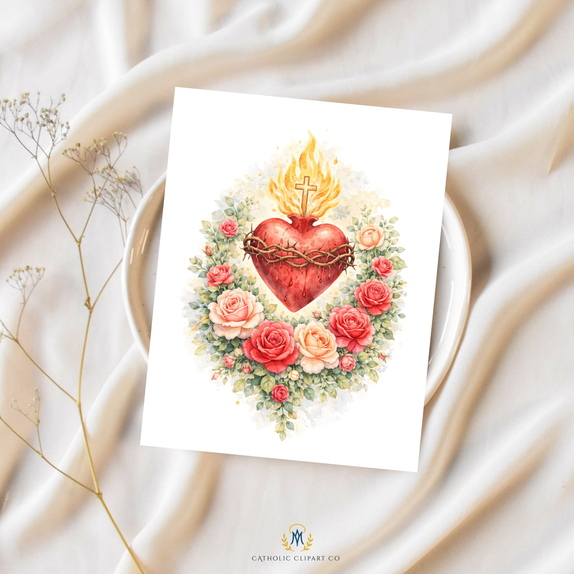 Sacred Heart of Jesus clipart for Christian devotional designs / Clipart del Sagrado Corazón de Jesús para diseños devocionales cristianos