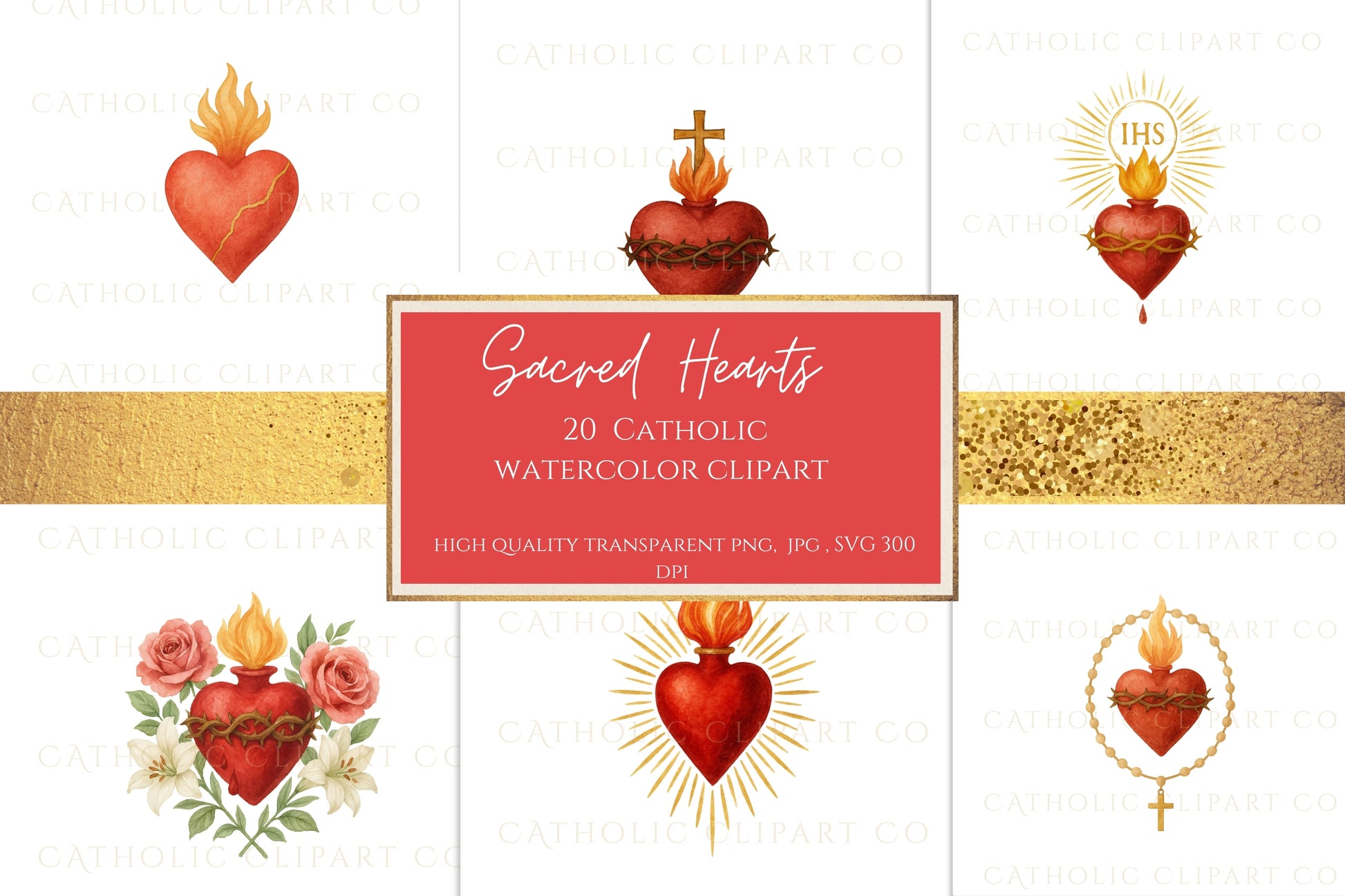 Flaming Sacred Heart with gold rays | Corazón Ardiente con rayos dorados