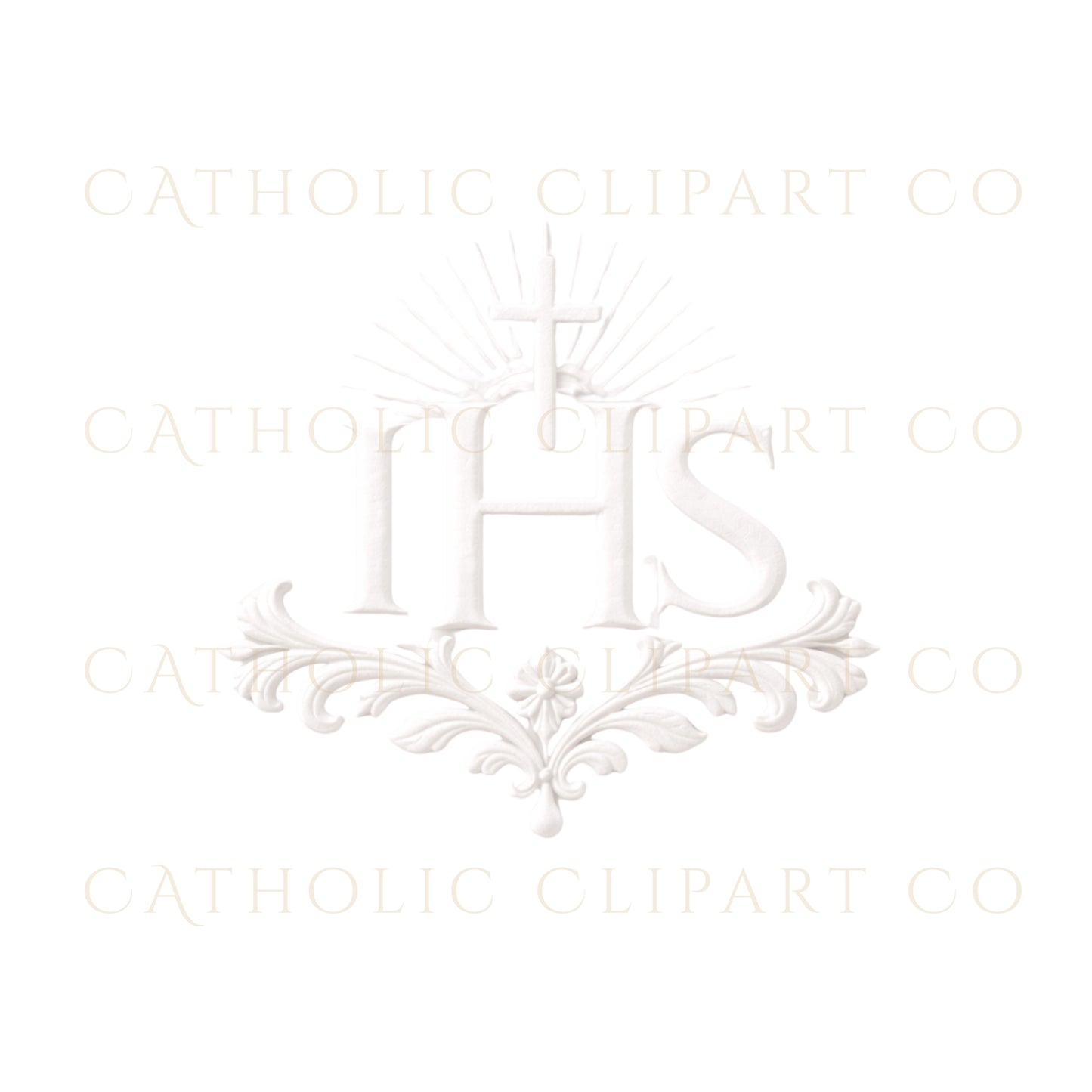 Sacred Heart Embossed Clipart PNG | Catholic Wedding Emblem Set | IHS Marian M Cross Crest Commercial Use