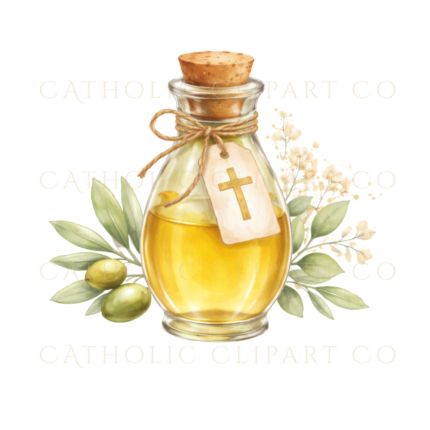 Catholic Watercolor Sacraments Clipart | Baptism First Communion Confirmation Wedding | Gold Religious PNG for Commercial Use