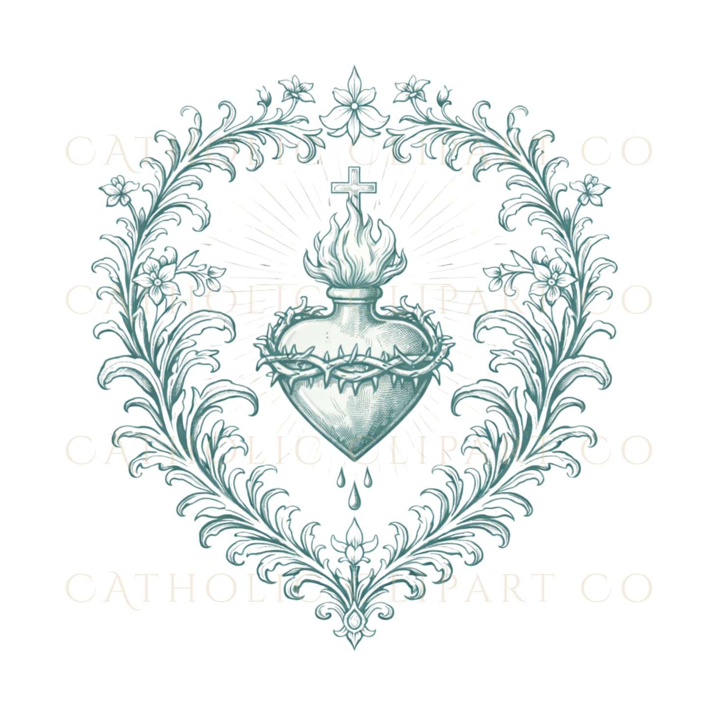 Catholic Clipart Bundle PNG | Sacred Heart IHS Virgin Mary St Joseph Catholic Symbols | Church Crest Graphics for Wedding Invitations
