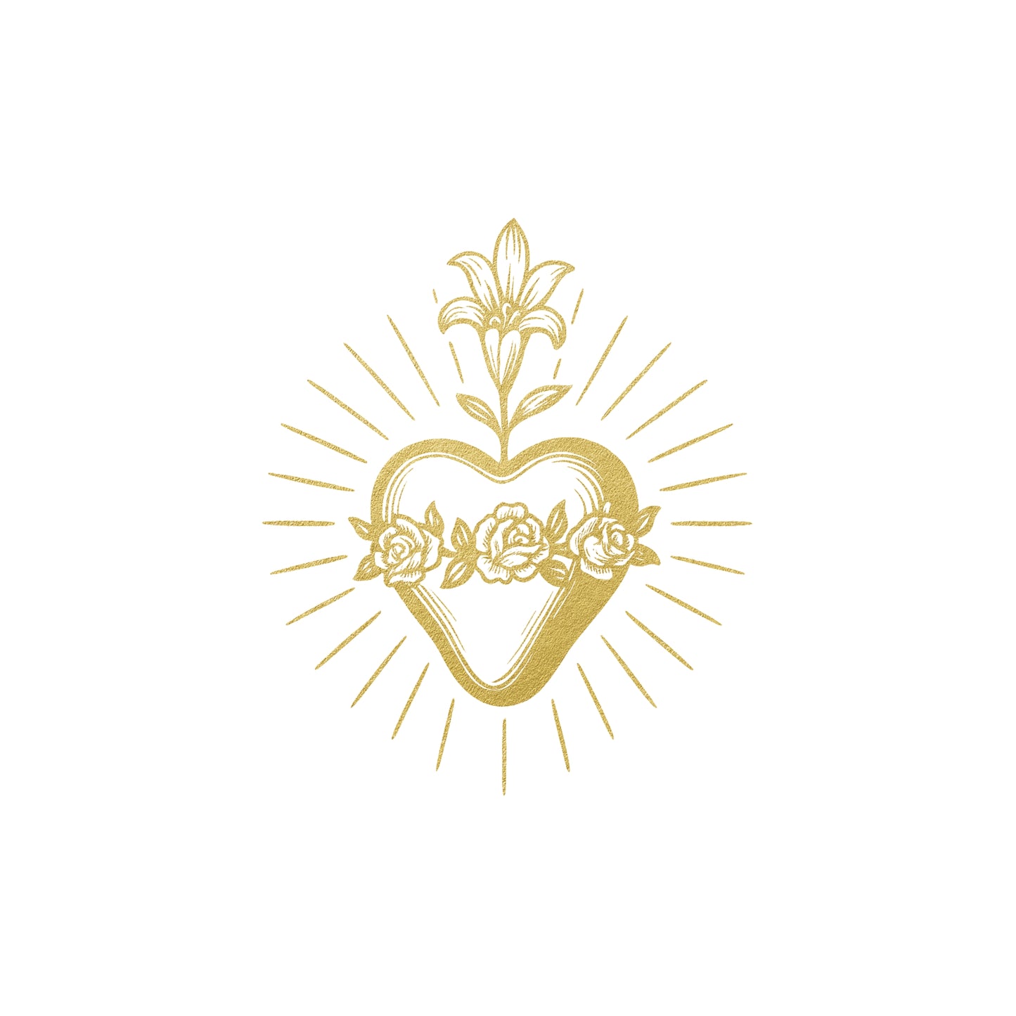 Gold Sacred Hearts Clipart Bundle, Sacred Heart of Jesus & Immaculate Heart of Mary, Catholic Gold Foil PNG JPG Set