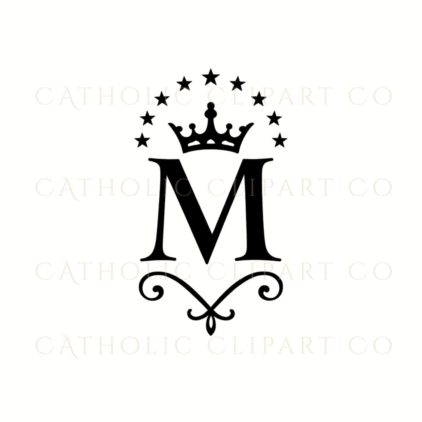 Auspice of Mary Clipart Bundle | Marian Monogram PNG | Catholic Marian Symbol Clipart |Gold & Black Auspice Maria Clipart | Catholic Wedding