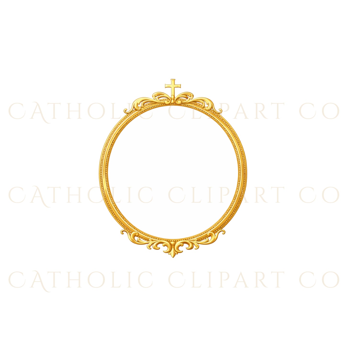 Marian Crest Clipart Set | Gold Marian M Monogram, Catholic Frame & Halo Symbols, Virgin Mary PNG