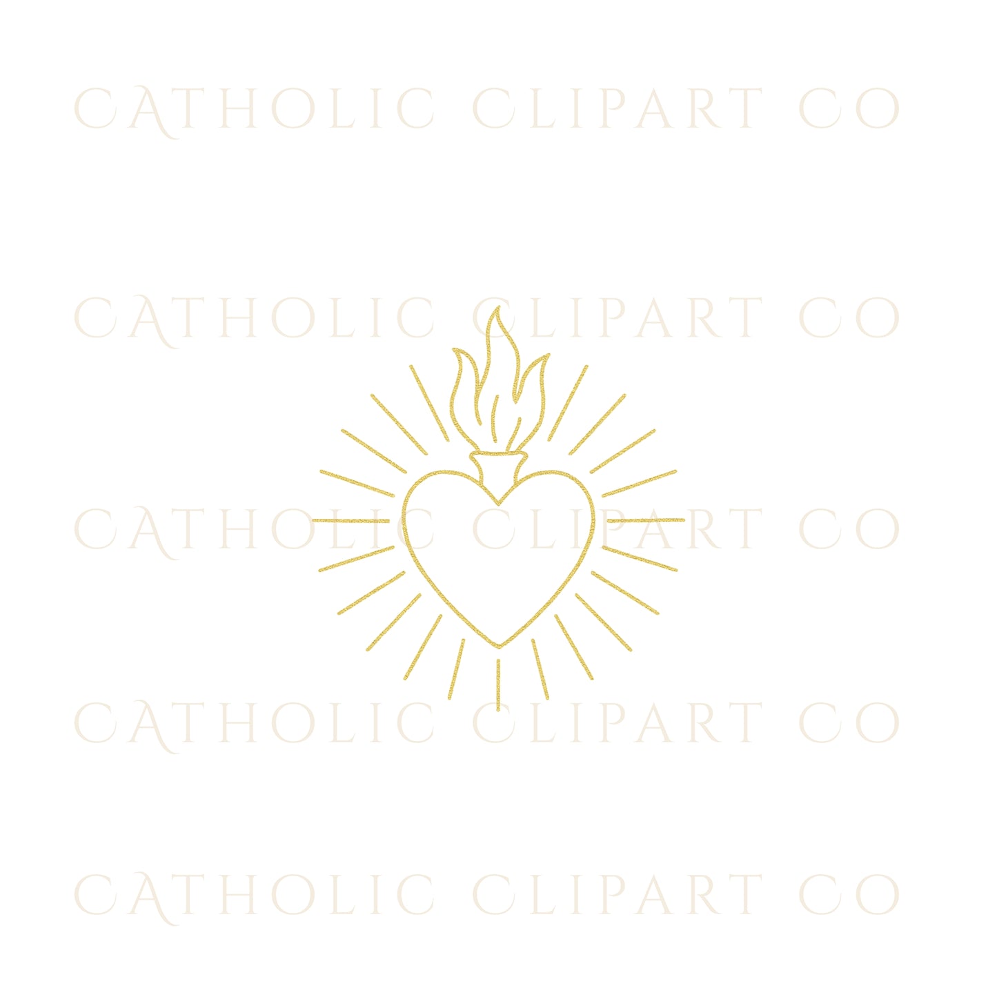 Gold Sacred Hearts Clipart Bundle, Sacred Heart of Jesus & Immaculate Heart of Mary, Catholic Gold Foil PNG JPG Set