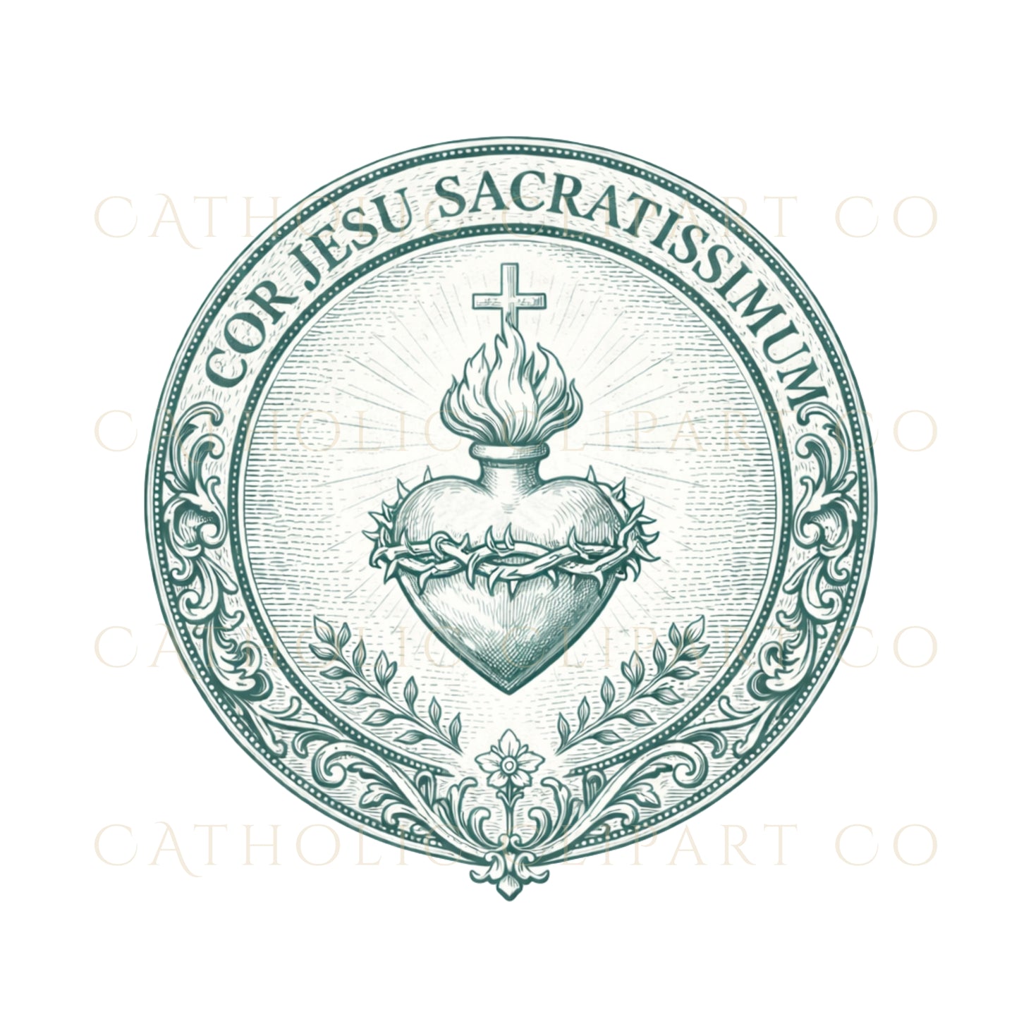 Catholic Clipart Bundle PNG | Sacred Heart IHS Virgin Mary St Joseph Catholic Symbols | Church Crest Graphics for Wedding Invitations