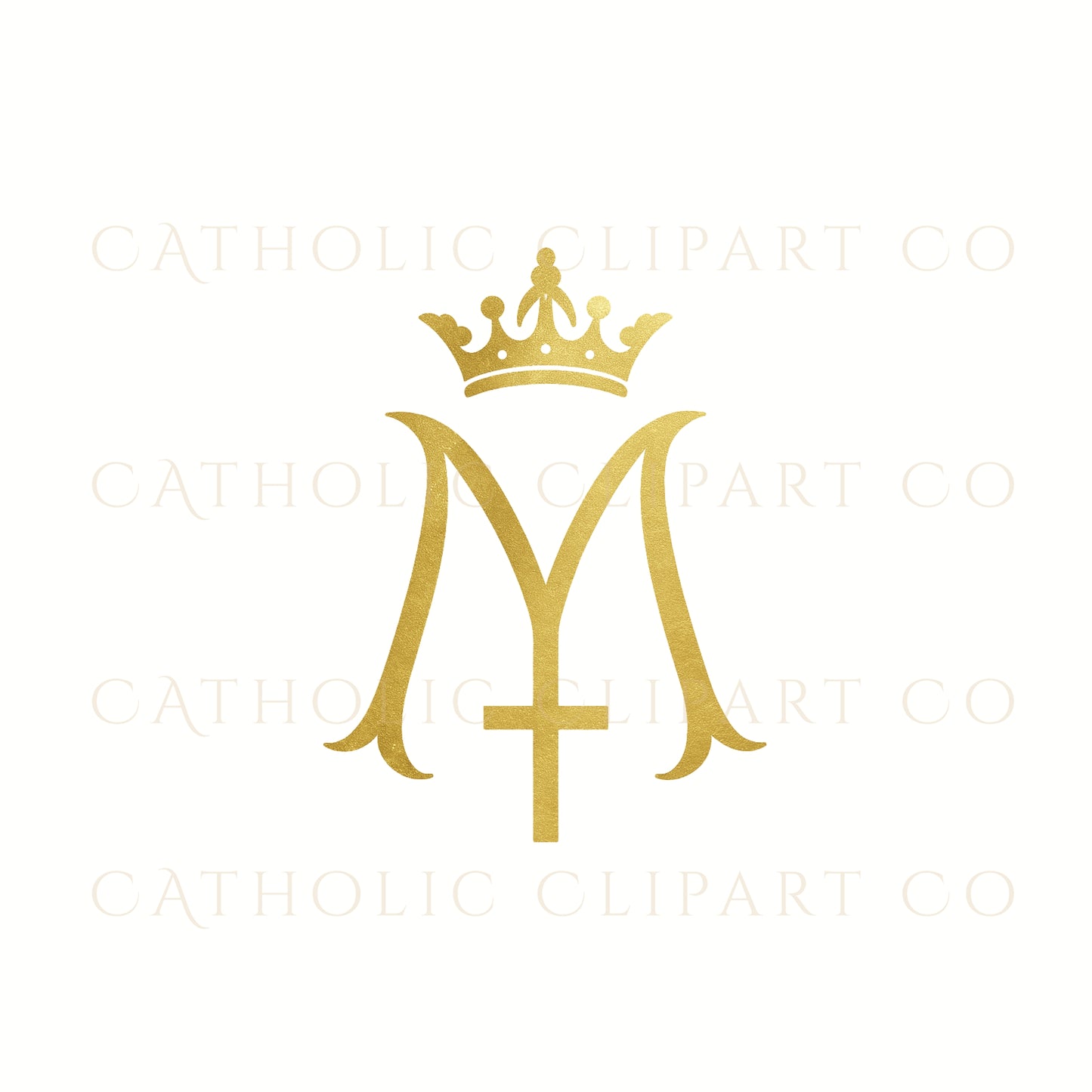 Auspice of Mary Clipart Bundle | Marian Monogram PNG | Catholic Marian Symbol Clipart |Gold & Black Auspice Maria Clipart | Catholic Wedding