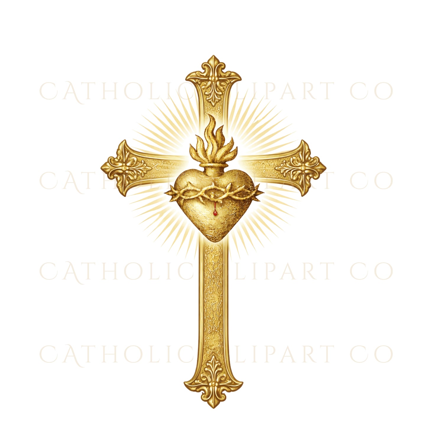 Sacred Heart Catholic Symbol Suite | IHS, Eucharist, Cross & Marian Emblems PNG | Catholic Wedding and Sacramental Designs