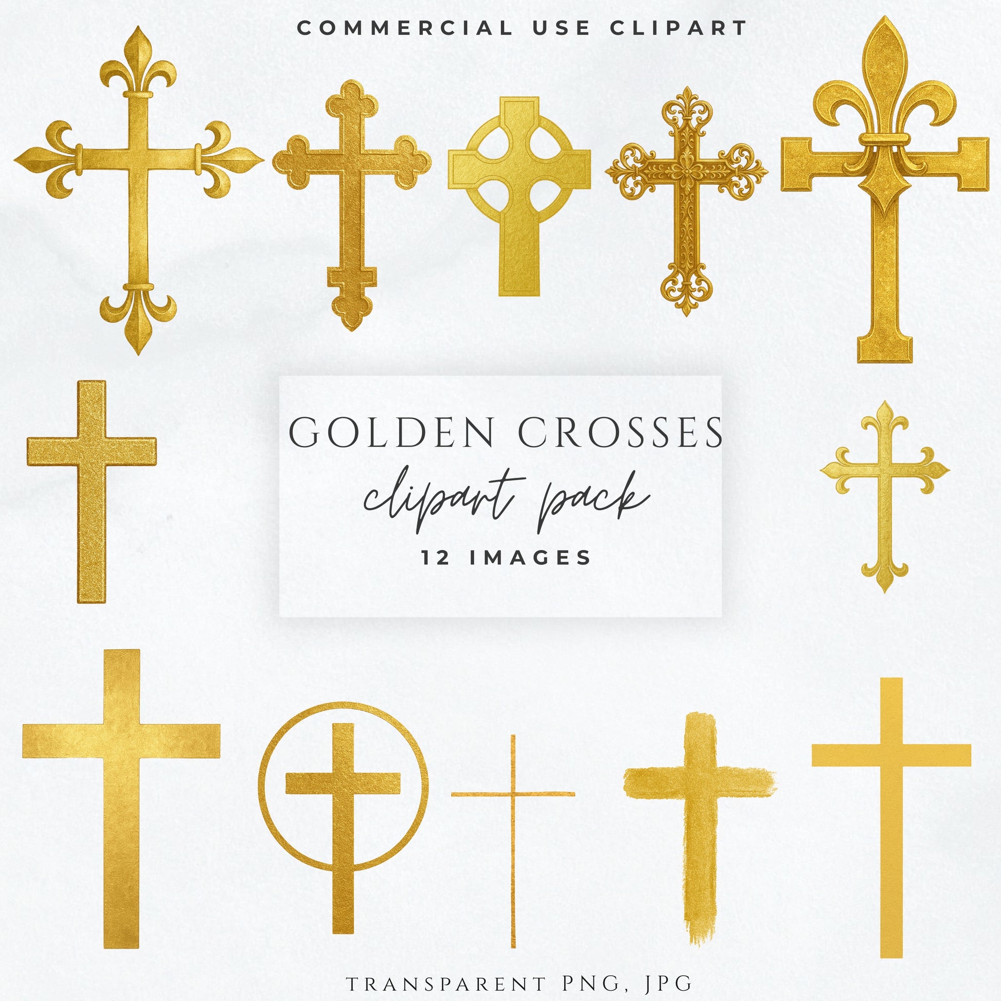 Gold ornate Christian cross clipart | Cruz cristiana dorada ornamentada