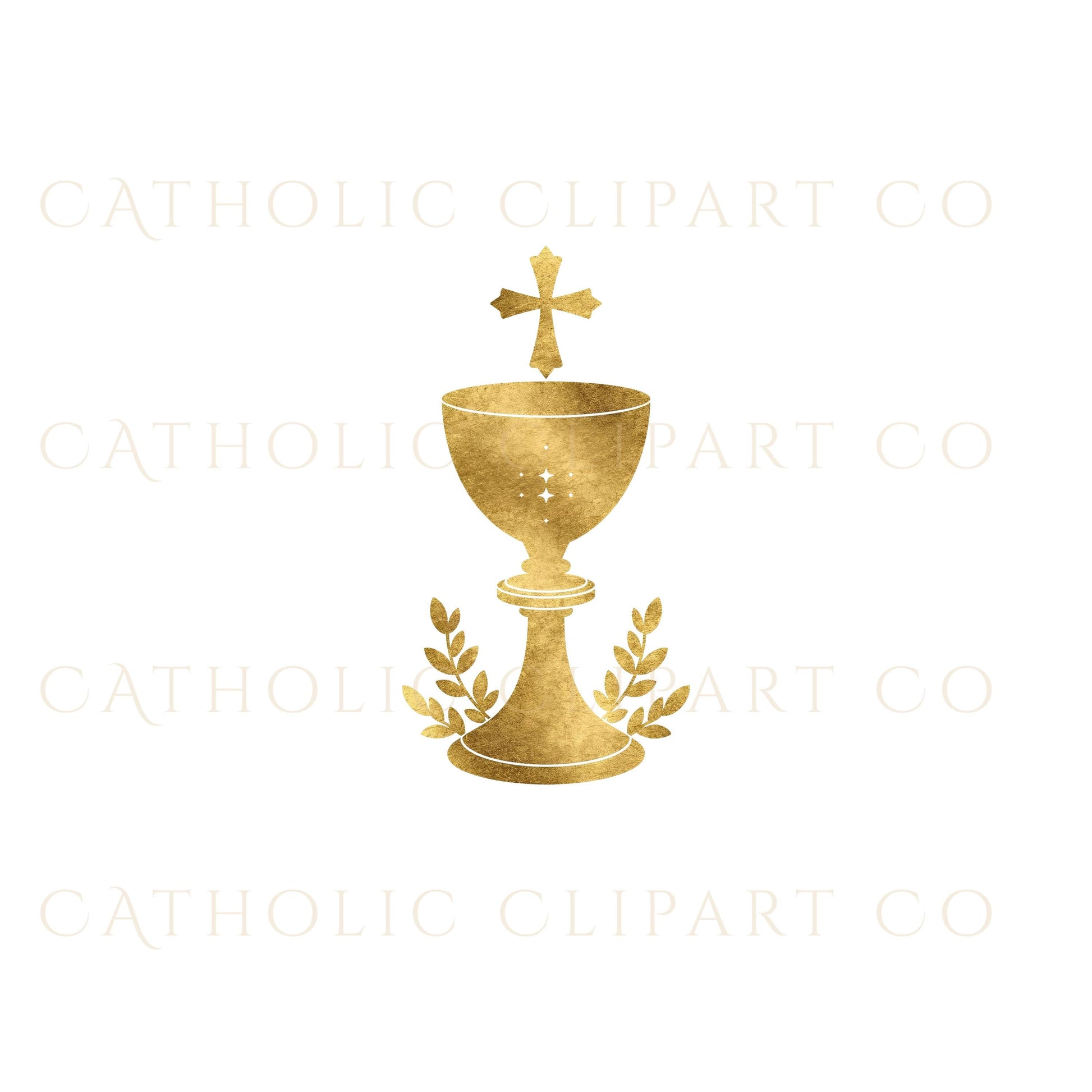 Christian Eucharist clipart set of 10 gold chalice and monstrance designs with sacred symbolism, available as PNG, JPG, and SVG files.