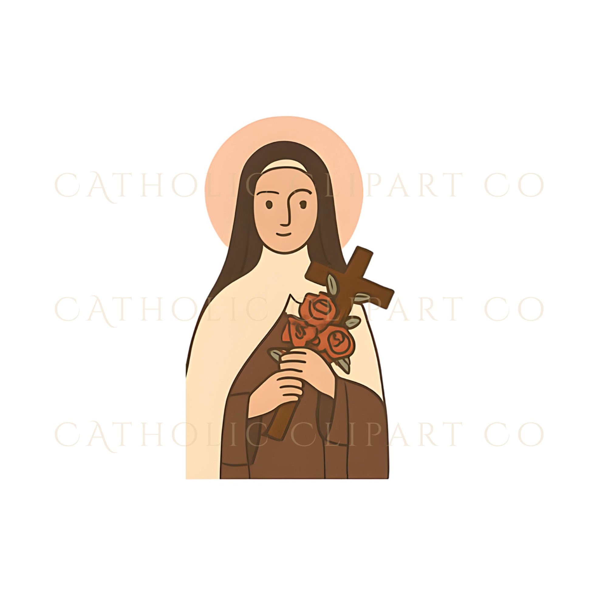 Modern St. Joseph clipart holding lilies | Ilustración moderna de San José con lirios