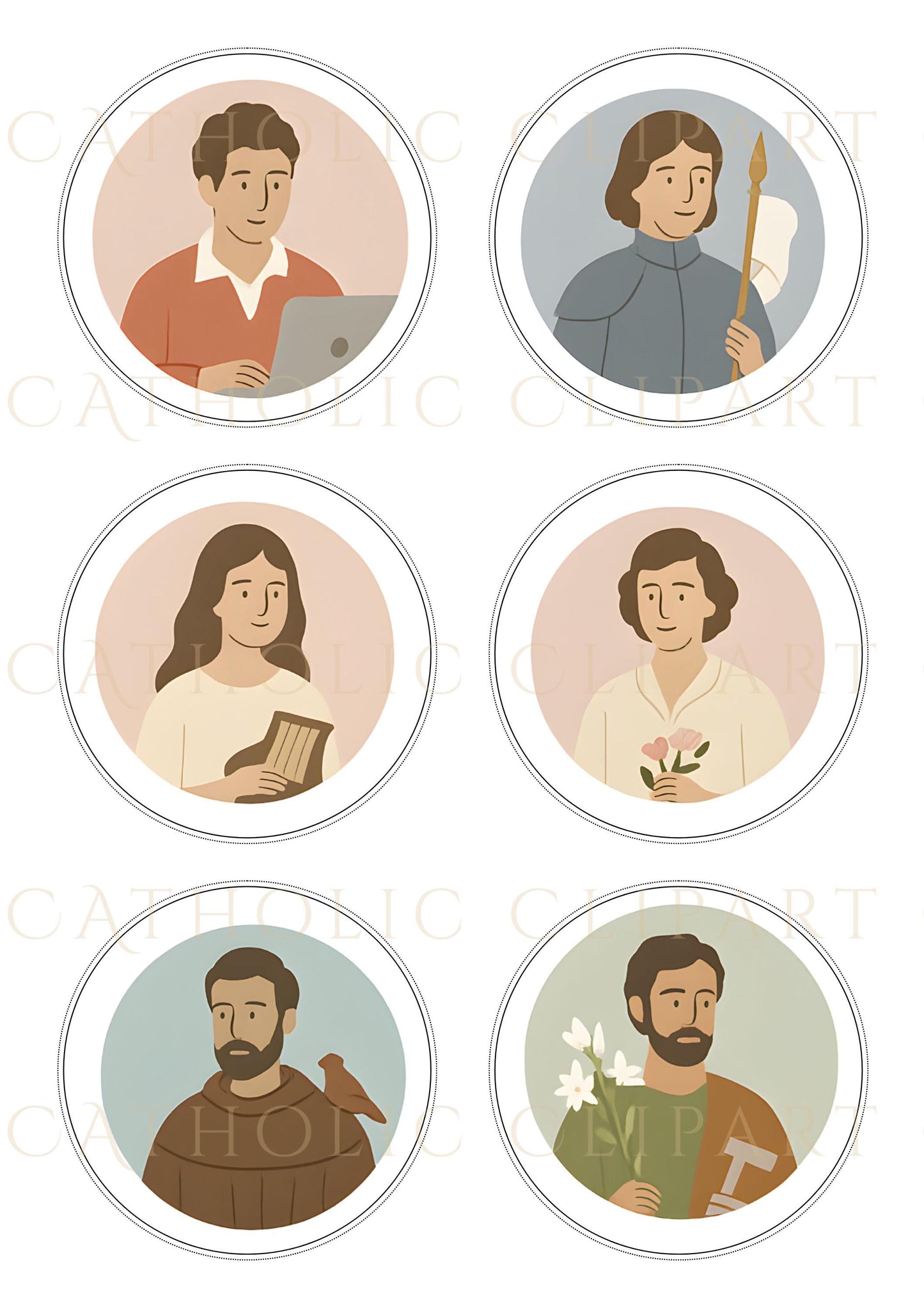 St. Thérèse of Lisieux circular sticker PNG | Santa Teresita retrato circular PNG