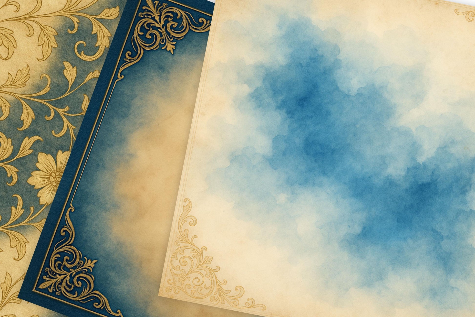Catholic Digital Paper Pack | Holy Devotion Series Vol 2 Marian Blues | 12x12 Non-Seamless Christian Scrapbook Paper | Vintage Floral Set