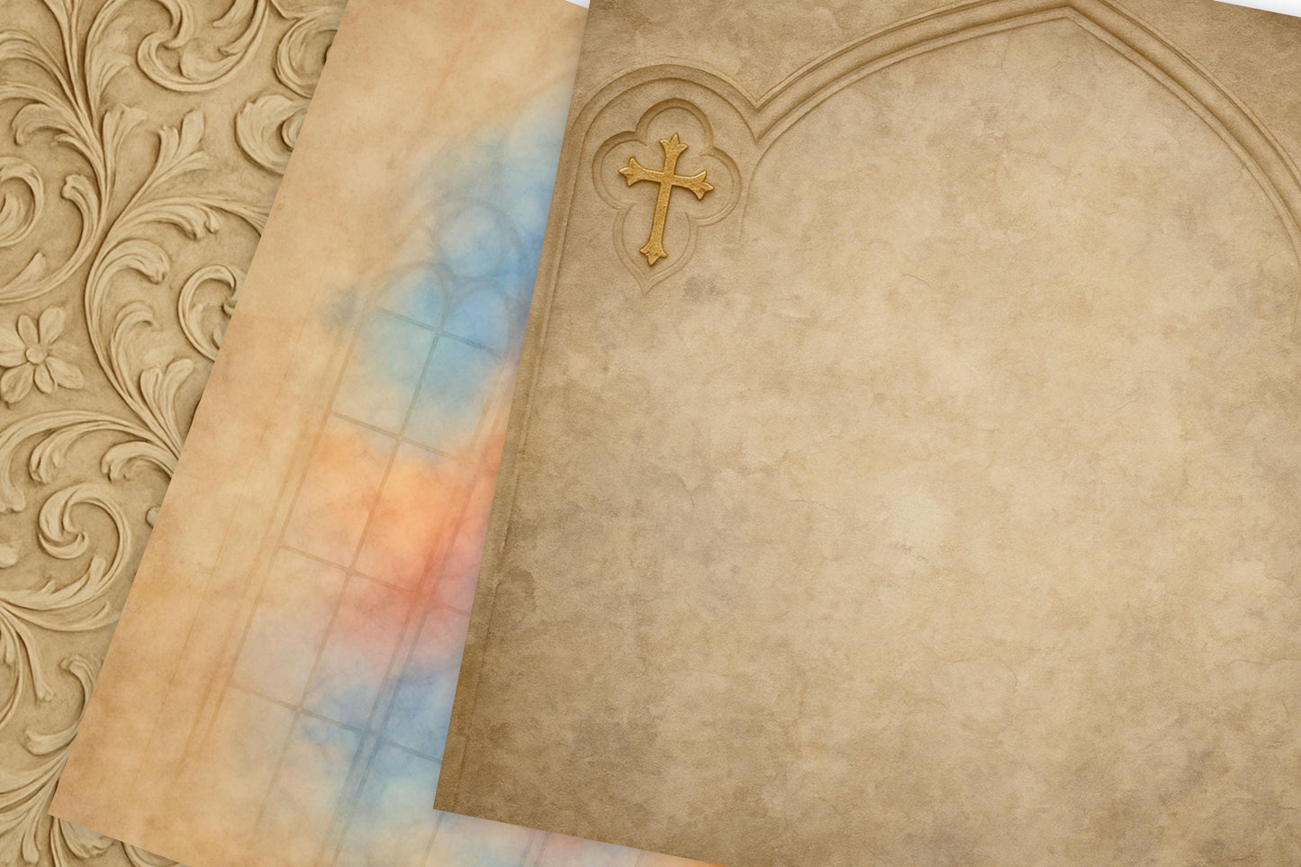 12x12 Christian printable paper with cathedral texture | Papel imprimible cristiano 12x12 con textura de catedral