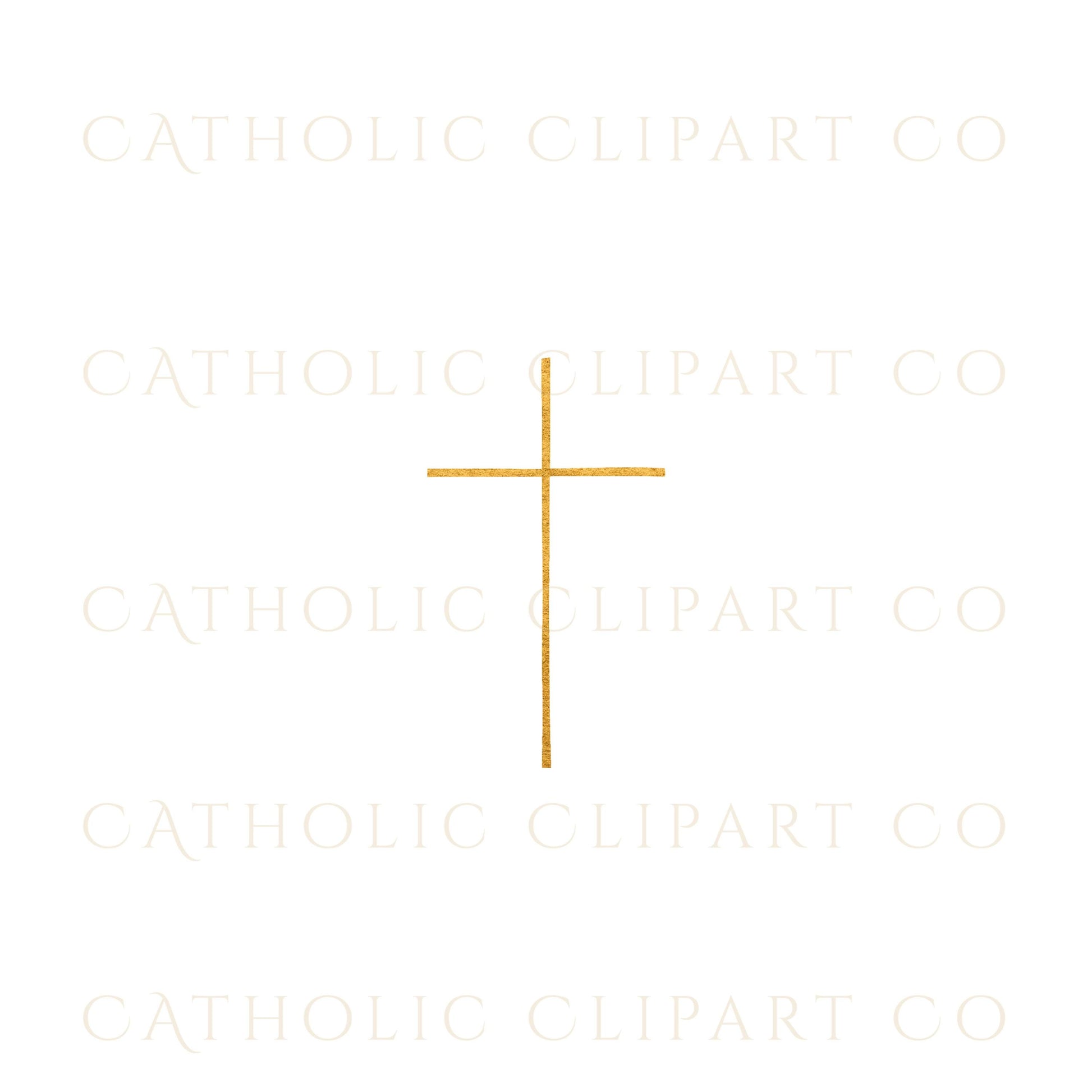 Modern gold cross for wedding stationery | Cruz dorada moderna para papelería de bodas
