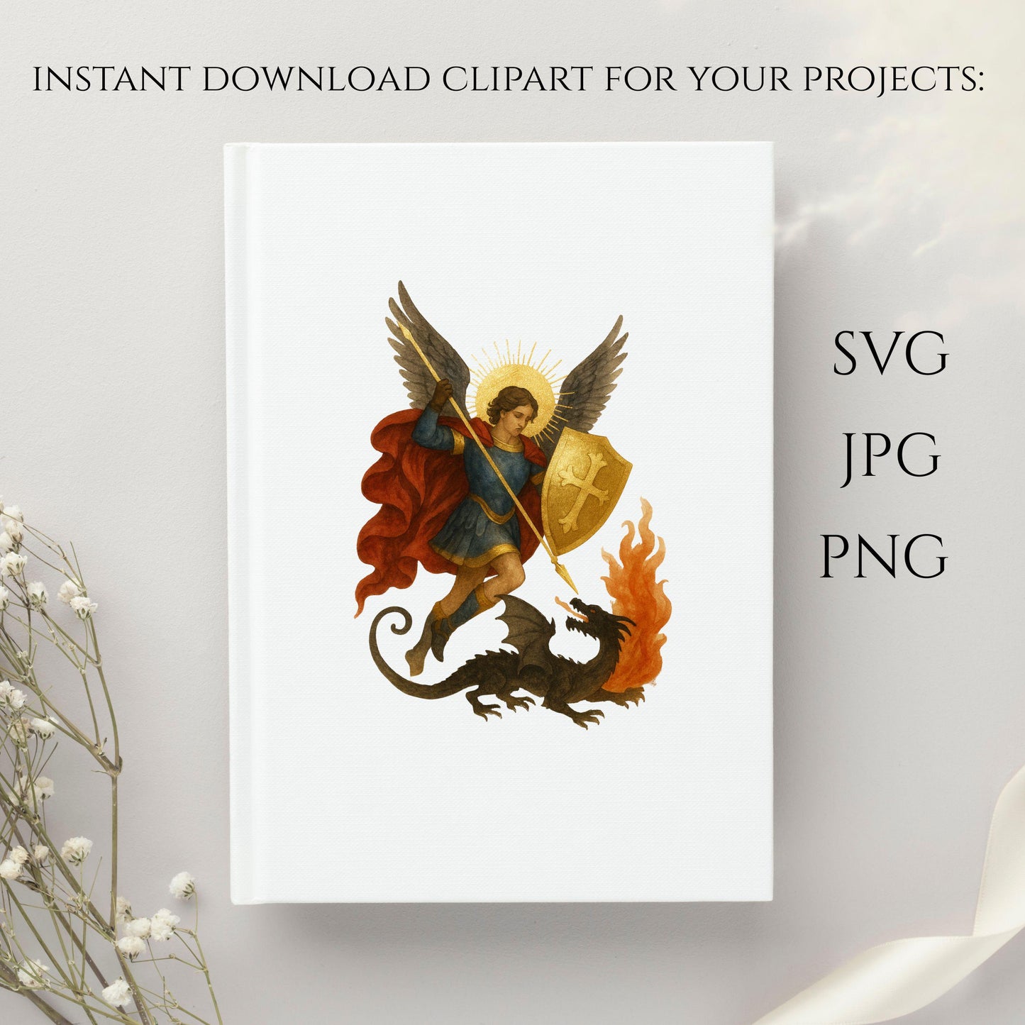 Catholic archangel warrior holding sword and shield PNG / Arcángel guerrero católico con espada y escudo PNG