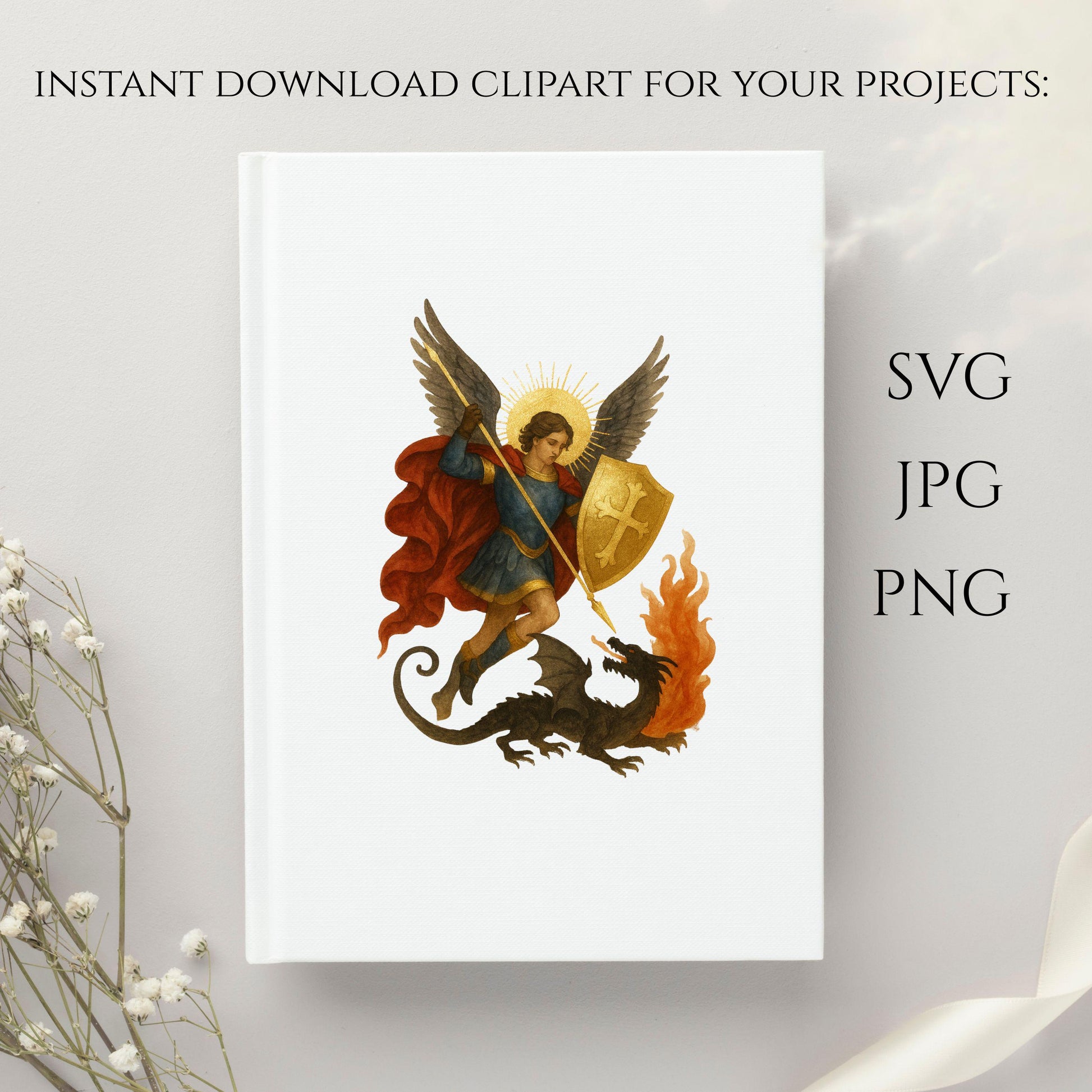 Catholic archangel warrior holding sword and shield PNG / Arcángel guerrero católico con espada y escudo PNG