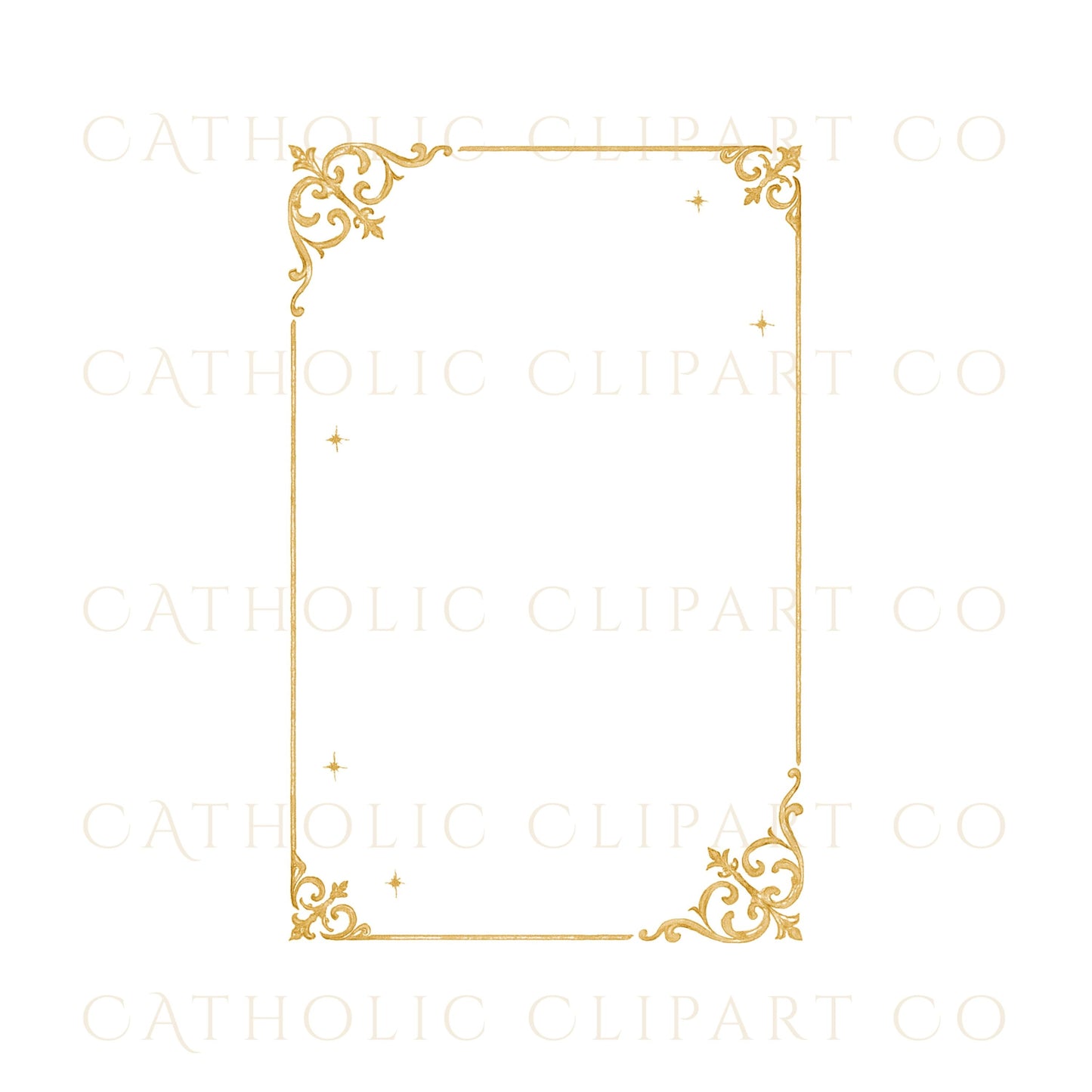 Catholic holy card gold border PNG / Borde dorado para estampa religiosa en PNG