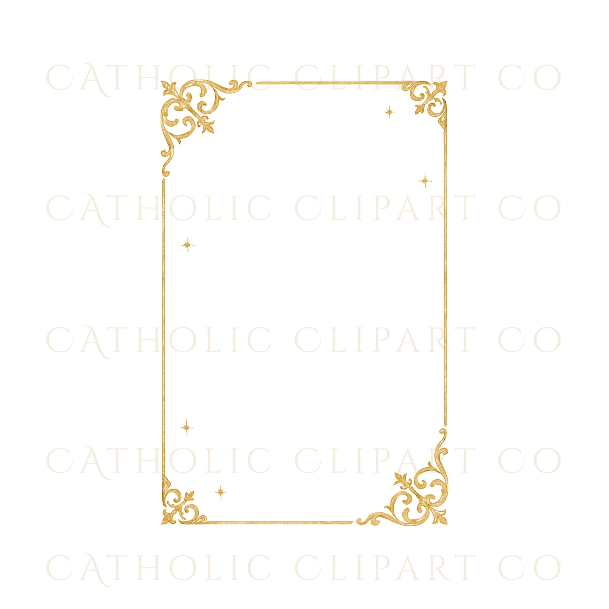 Catholic holy card gold border PNG / Borde dorado para estampa religiosa en PNG