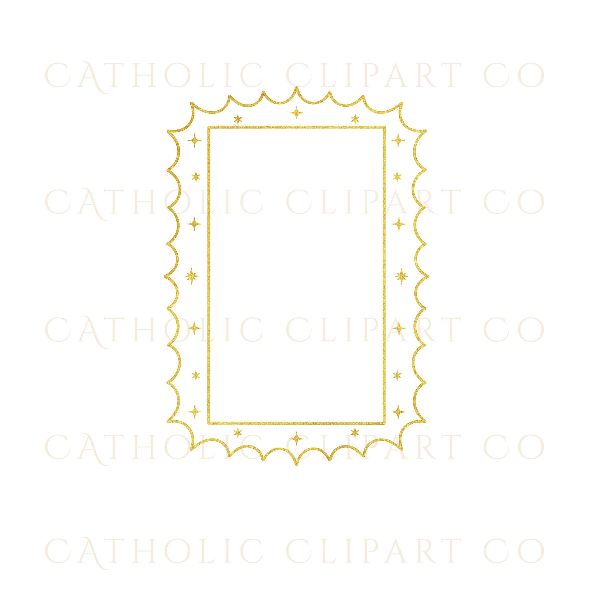Gold Ornate Frame Clipart | Vintage Baroque Borders, Holy Card Frames, Catholic Prayer Card Frames, Marian Star Halo Frames, PNG SVG JPG