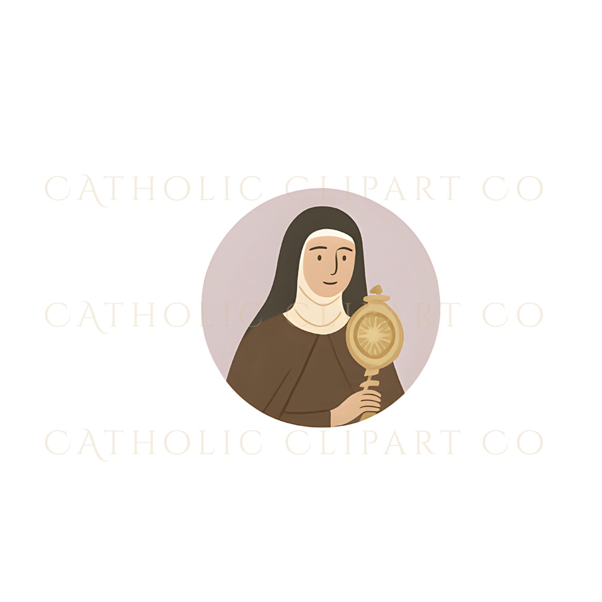St. Gianna Molla floral circular portrait | Santa Gianna retrato circular con flores