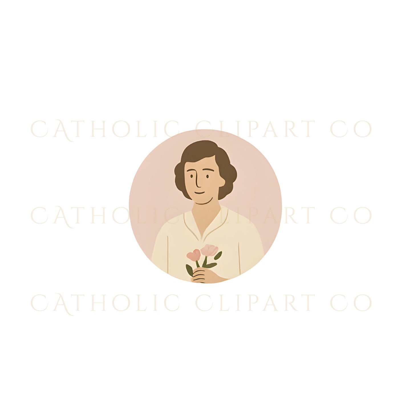 St. Cecilia with harp sticker-style art | Santa Cecilia con arpa estilo sticker